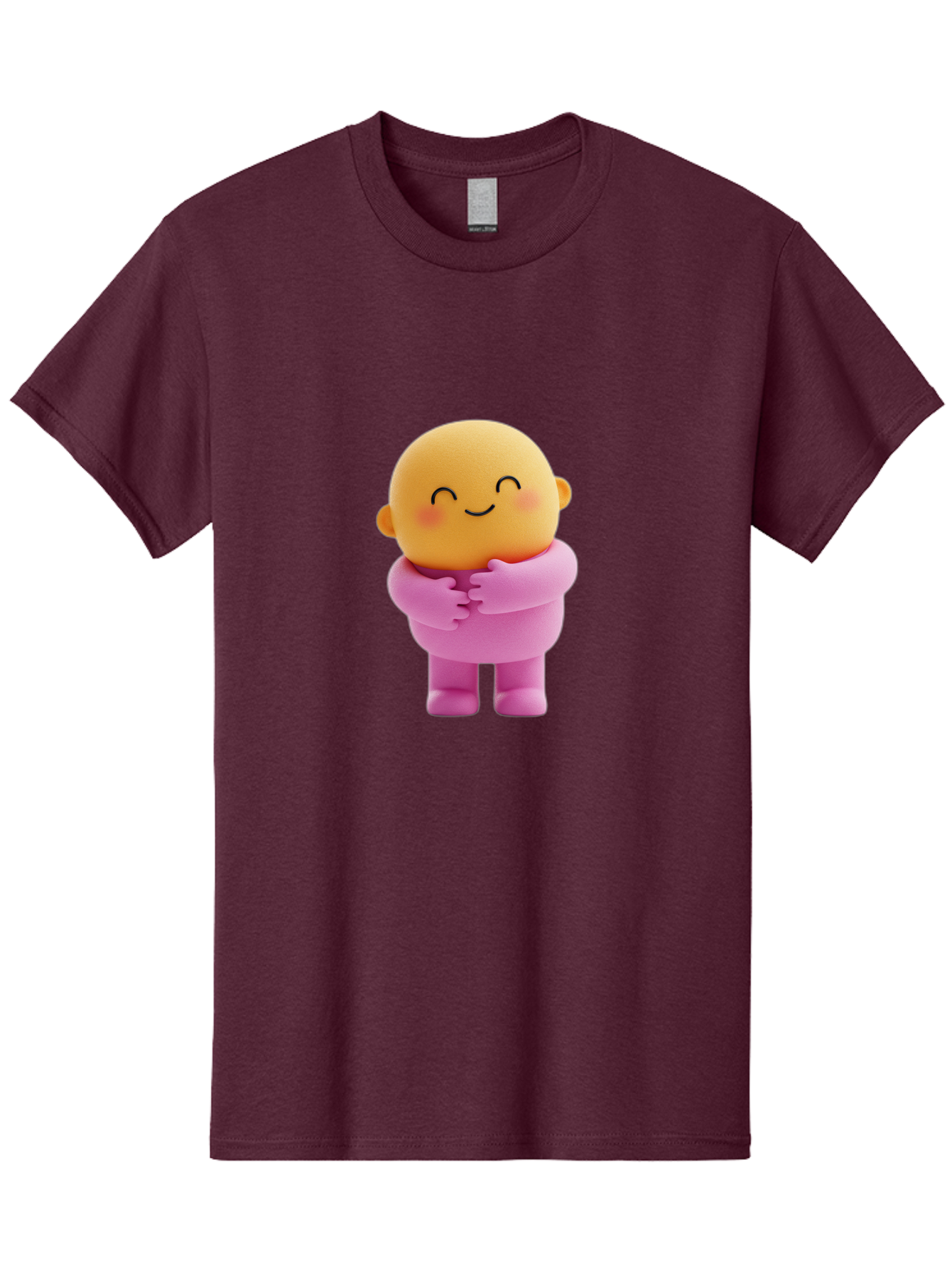 Baby-Figurine Men'S Graphic Tee, 100% Cotton, Comfortable Casual Summer Wear, Machine Washable, Cute Cartoon Character, Smiling Face, Pink Outfit, Hugging Self, Adorable Illustration, Kawaii Art, Lovable Persona, Childlike Charm Bae123