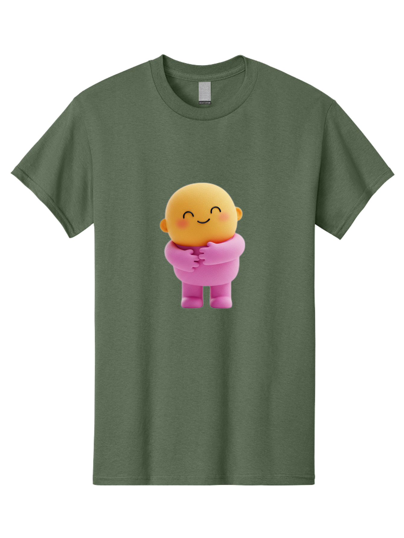 Baby-Figurine Men'S Graphic Tee, 100% Cotton, Comfortable Casual Summer Wear, Machine Washable, Cute Cartoon Character, Smiling Face, Pink Outfit, Hugging Self, Adorable Illustration, Kawaii Art, Lovable Persona, Childlike Charm Bae123
