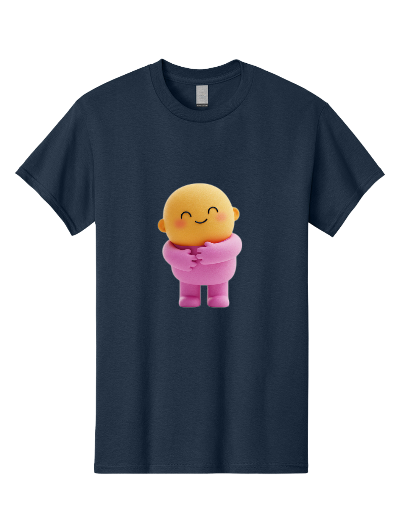 Baby-Figurine Men'S Graphic Tee, 100% Cotton, Comfortable Casual Summer Wear, Machine Washable, Cute Cartoon Character, Smiling Face, Pink Outfit, Hugging Self, Adorable Illustration, Kawaii Art, Lovable Persona, Childlike Charm Bae123