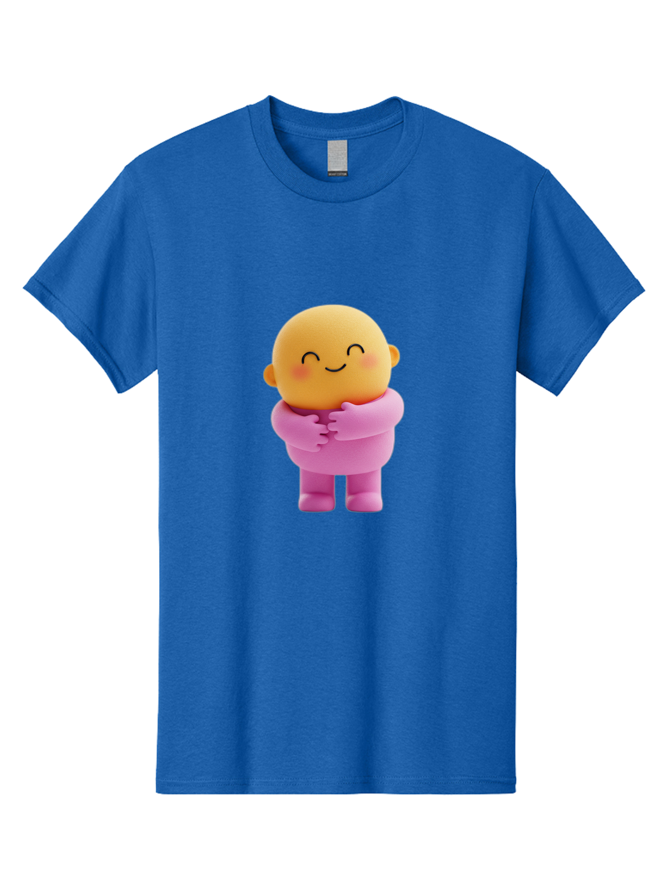 Baby-Figurine Men'S Graphic Tee, 100% Cotton, Comfortable Casual Summer Wear, Machine Washable, Cute Cartoon Character, Smiling Face, Pink Outfit, Hugging Self, Adorable Illustration, Kawaii Art, Lovable Persona, Childlike Charm Bae123