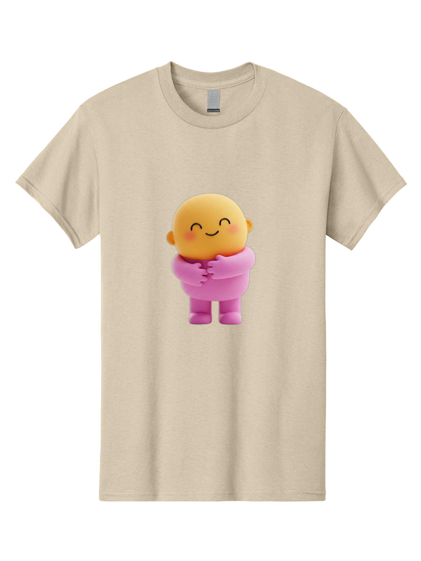 Baby-Figurine Men'S Graphic Tee, 100% Cotton, Comfortable Casual Summer Wear, Machine Washable, Cute Cartoon Character, Smiling Face, Pink Outfit, Hugging Self, Adorable Illustration, Kawaii Art, Lovable Persona, Childlike Charm Bae123