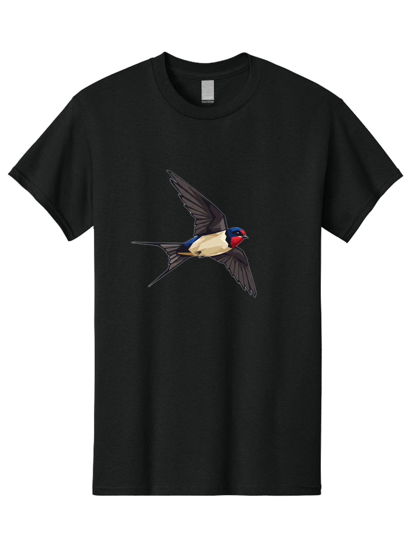 Barn-Swallow Men'S Graphic Tee, 100% Cotton, Comfortable Casual Summer Wear, Machine Washable, Swallow Bird In Flight, Bird Flying, Wings Spread, Colorful Plumage, Red Face, Blue Head, White Belly, Black Wings, Wildlife, Nature Graphics, Bae125