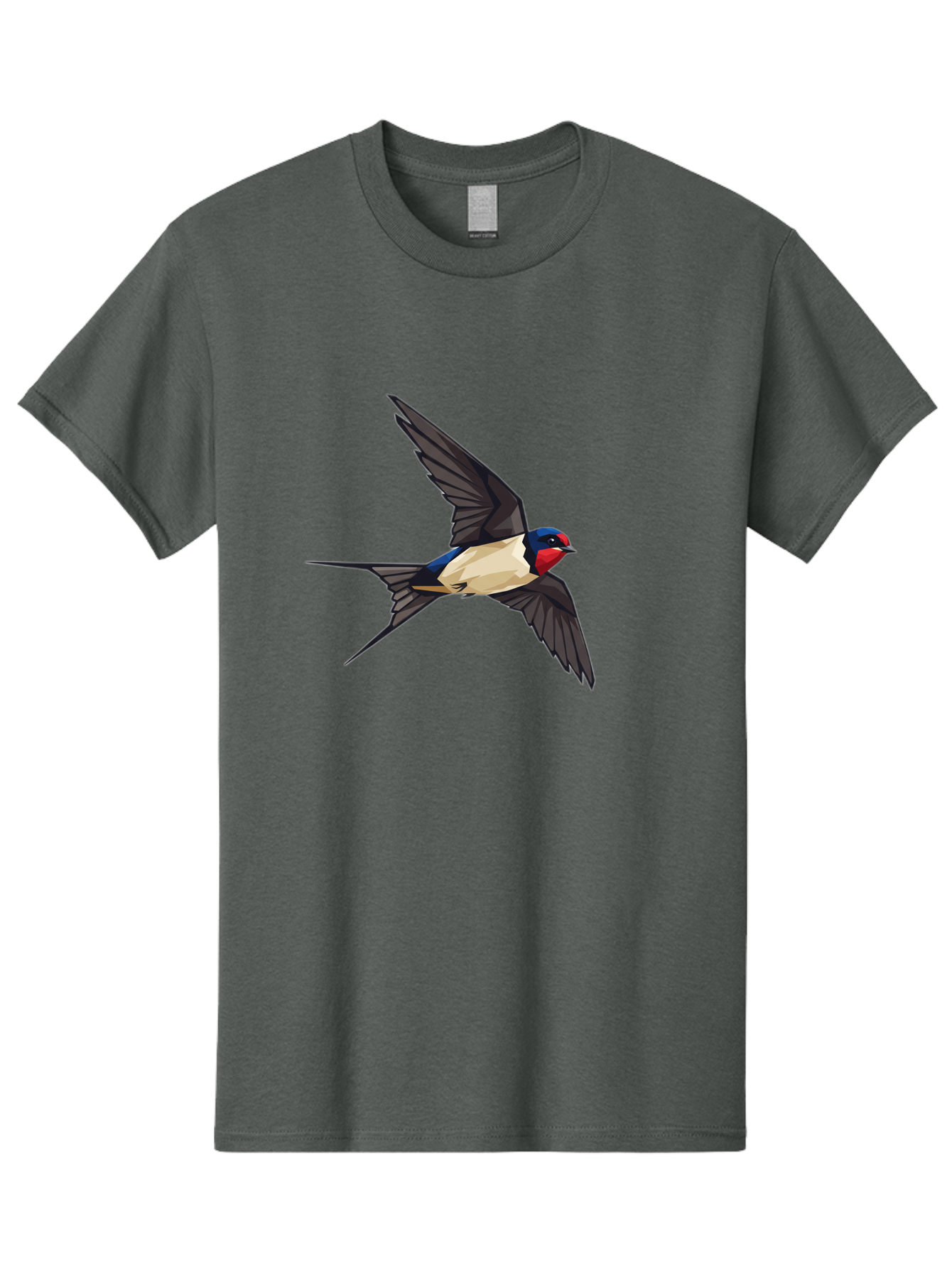 Barn-Swallow Men'S Graphic Tee, 100% Cotton, Comfortable Casual Summer Wear, Machine Washable, Swallow Bird In Flight, Bird Flying, Wings Spread, Colorful Plumage, Red Face, Blue Head, White Belly, Black Wings, Wildlife, Nature Graphics, Bae125