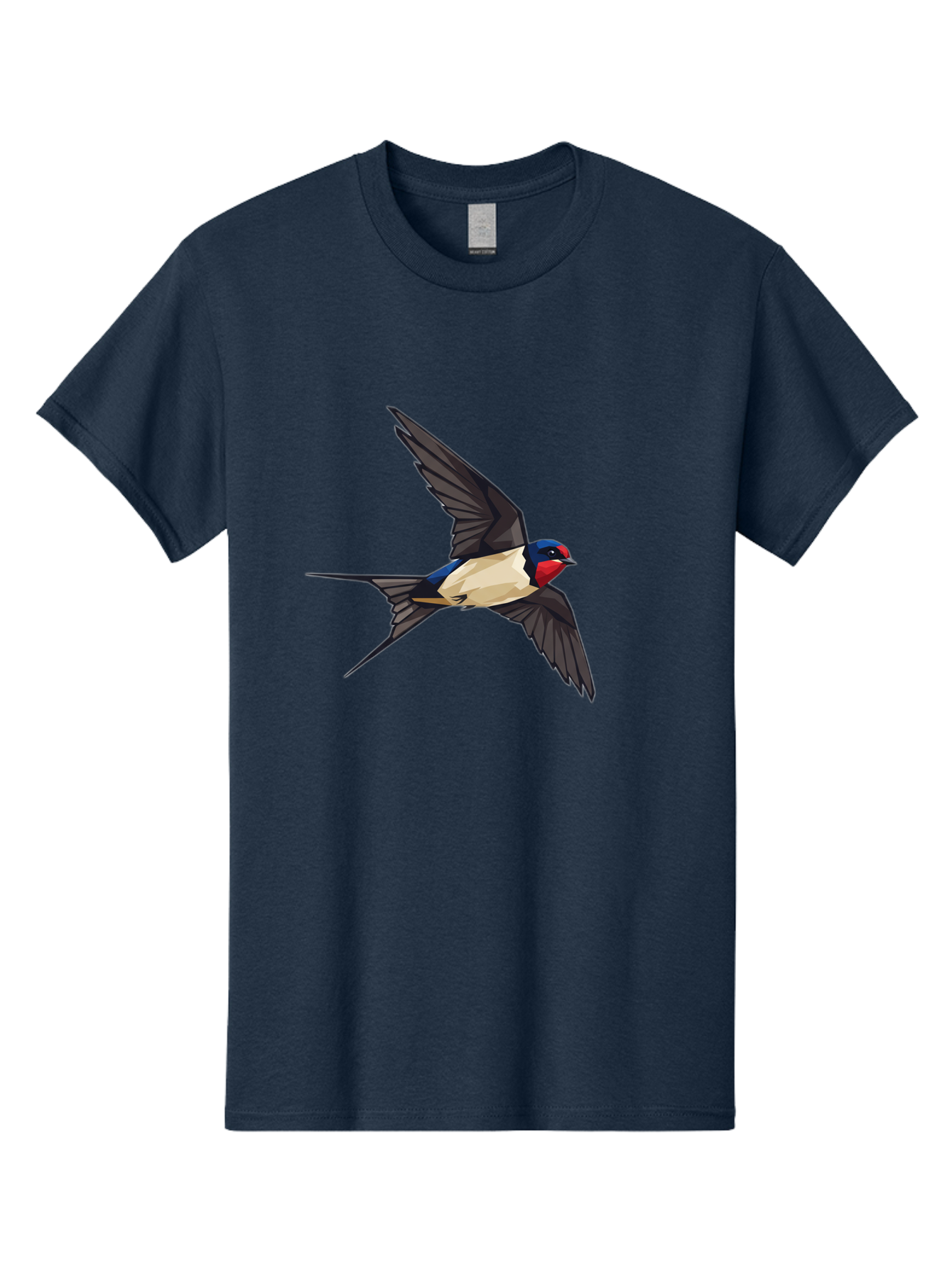 Barn-Swallow Men'S Graphic Tee, 100% Cotton, Comfortable Casual Summer Wear, Machine Washable, Swallow Bird In Flight, Bird Flying, Wings Spread, Colorful Plumage, Red Face, Blue Head, White Belly, Black Wings, Wildlife, Nature Graphics, Bae125