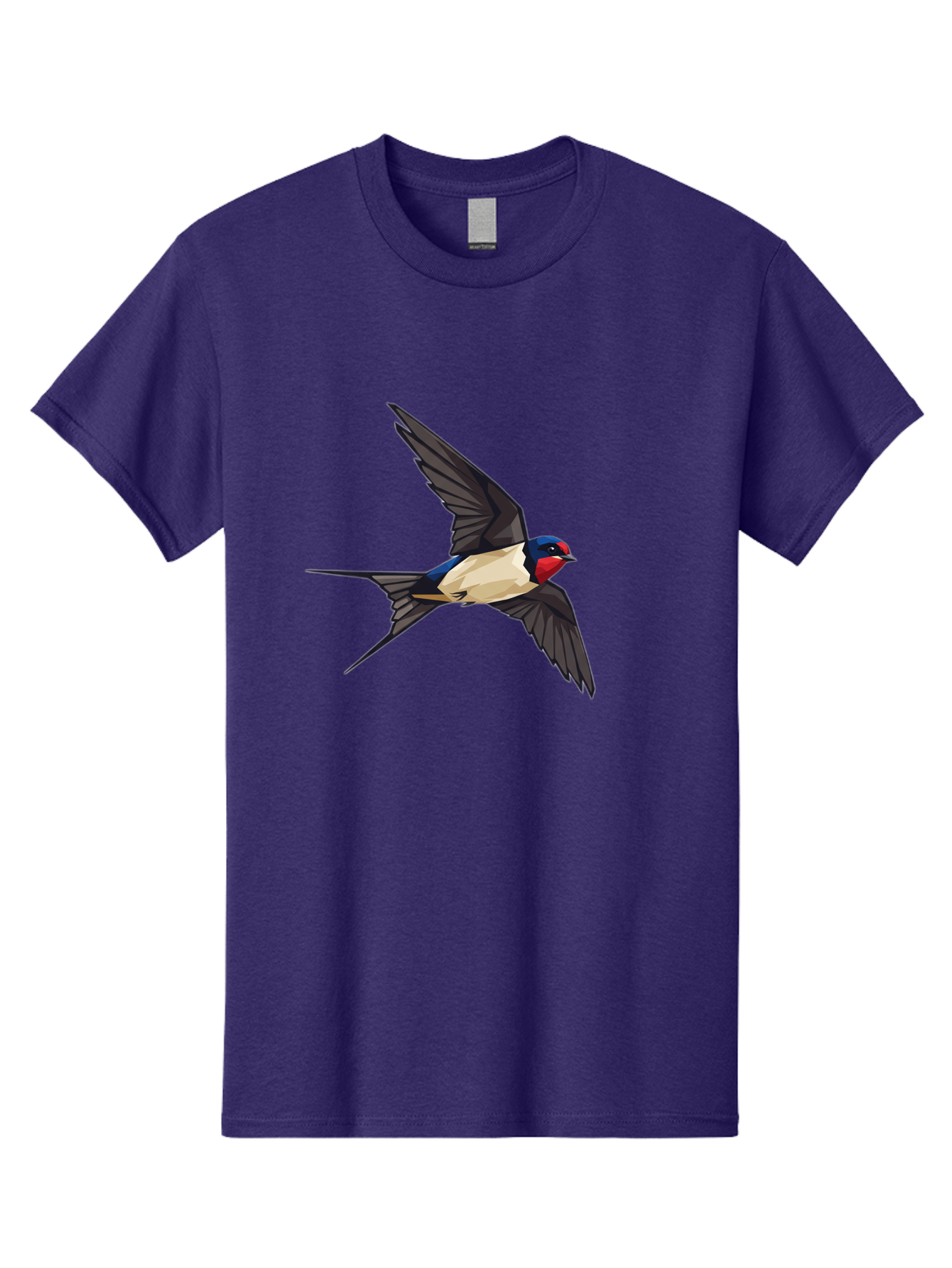 Barn-Swallow Men'S Graphic Tee, 100% Cotton, Comfortable Casual Summer Wear, Machine Washable, Swallow Bird In Flight, Bird Flying, Wings Spread, Colorful Plumage, Red Face, Blue Head, White Belly, Black Wings, Wildlife, Nature Graphics, Bae125