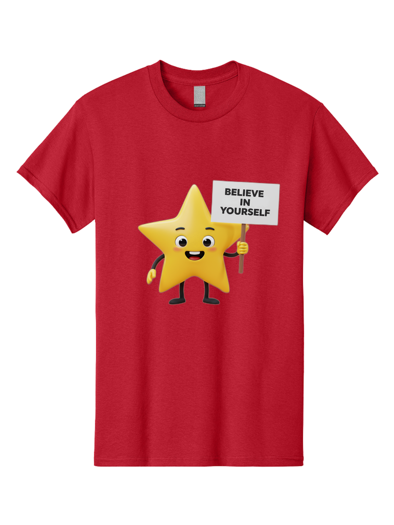 Believe-In-Yourself-3 Men'S Graphic Tee, 100% Cotton, Comfortable Casual Summer Wear, Machine Washable, Motivational Star Character, Believe In Yourself Sign, Positivity, Encouragement, Confidence Booster, Inspirational Quote, Bae129