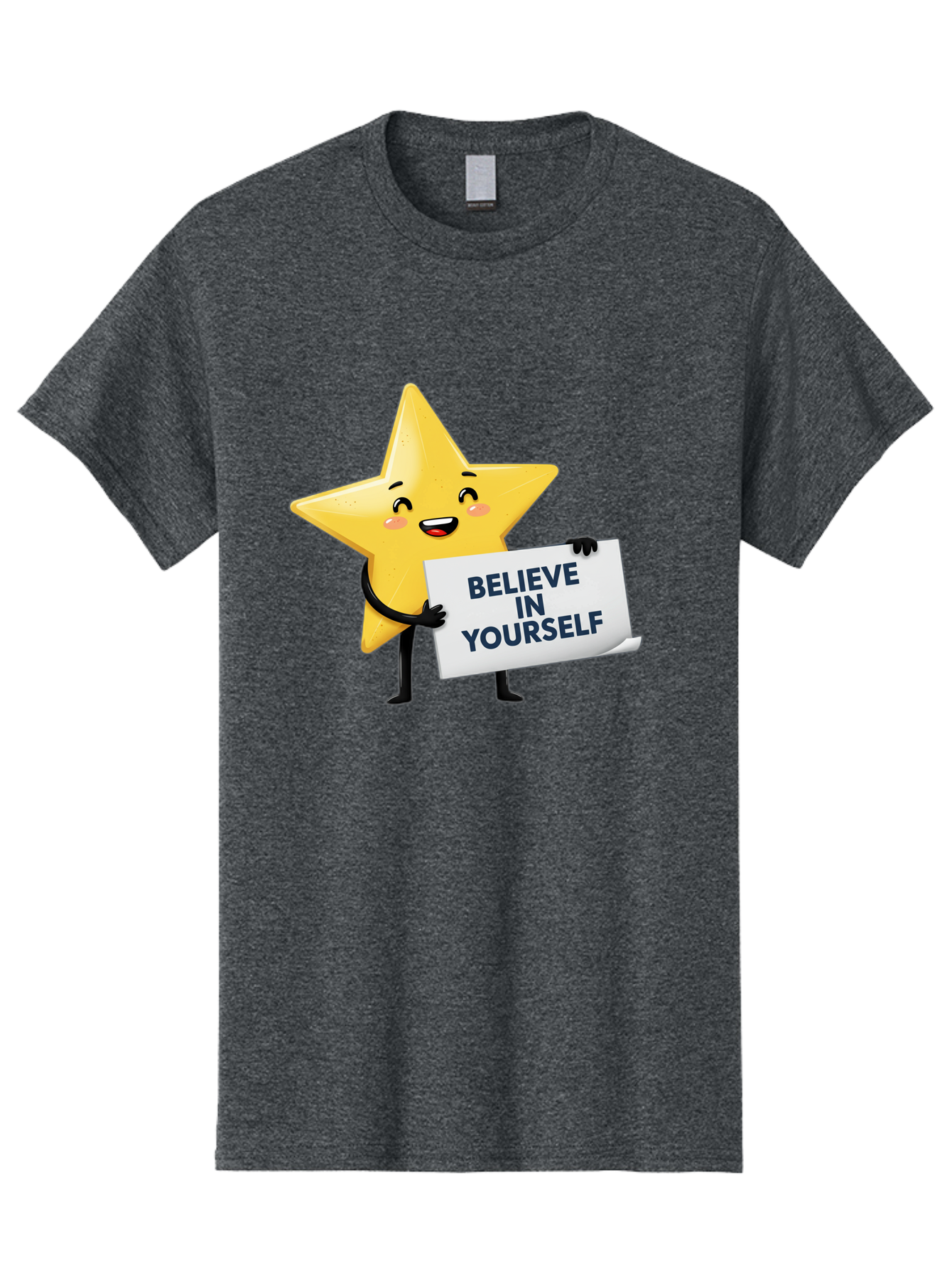 Believe-In-Yourself-9 Men'S Graphic Tee, 100% Cotton, Comfortable Casual Summer Wear, Machine Washable, Cartoon Star, Believe In Yourself, Motivational Quote, Inspirational Message, Positive Affirmation, Self-Confidence, Empowerment, Bae135