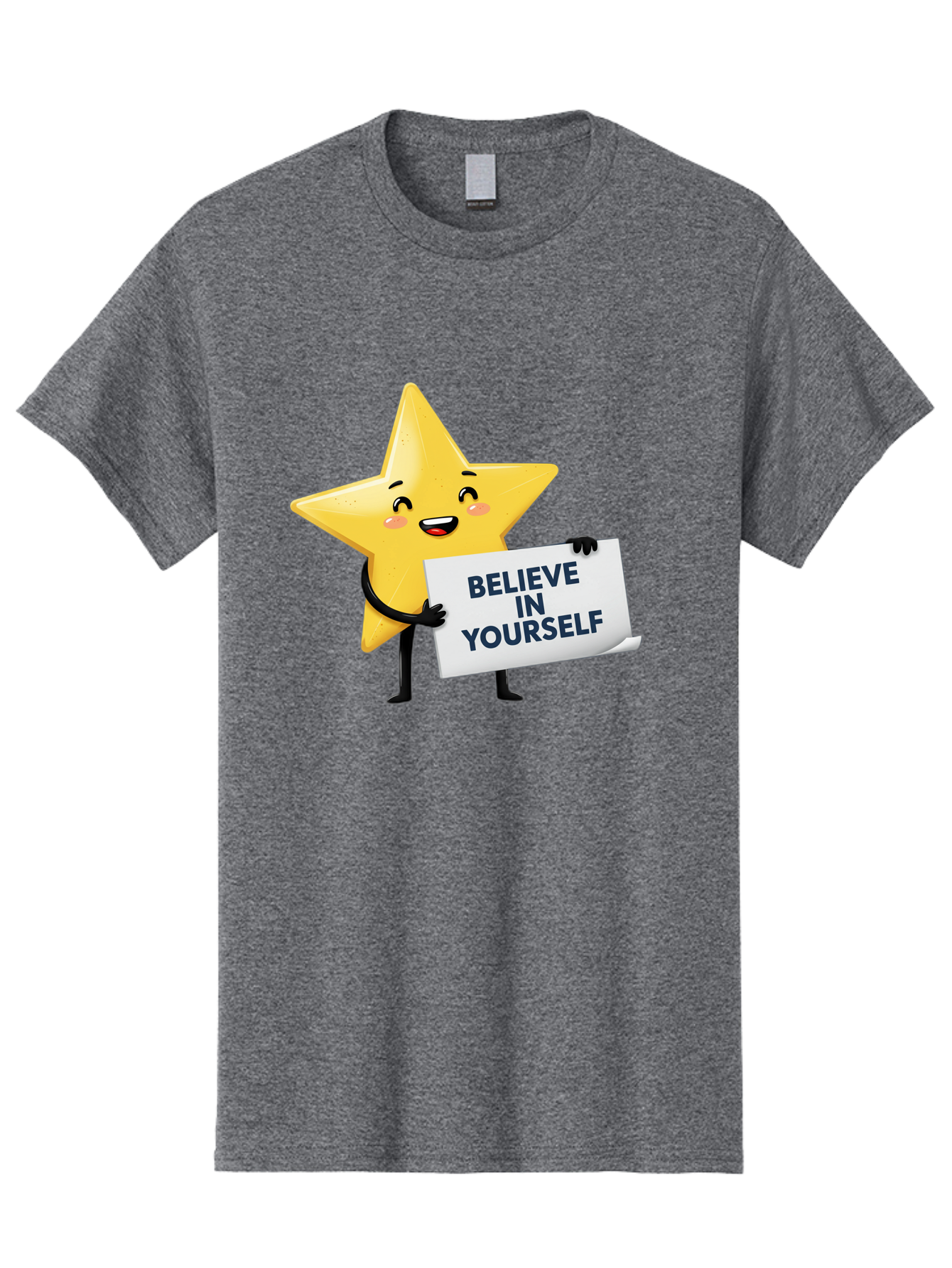 Believe-In-Yourself-9 Men'S Graphic Tee, 100% Cotton, Comfortable Casual Summer Wear, Machine Washable, Cartoon Star, Believe In Yourself, Motivational Quote, Inspirational Message, Positive Affirmation, Self-Confidence, Empowerment, Bae135