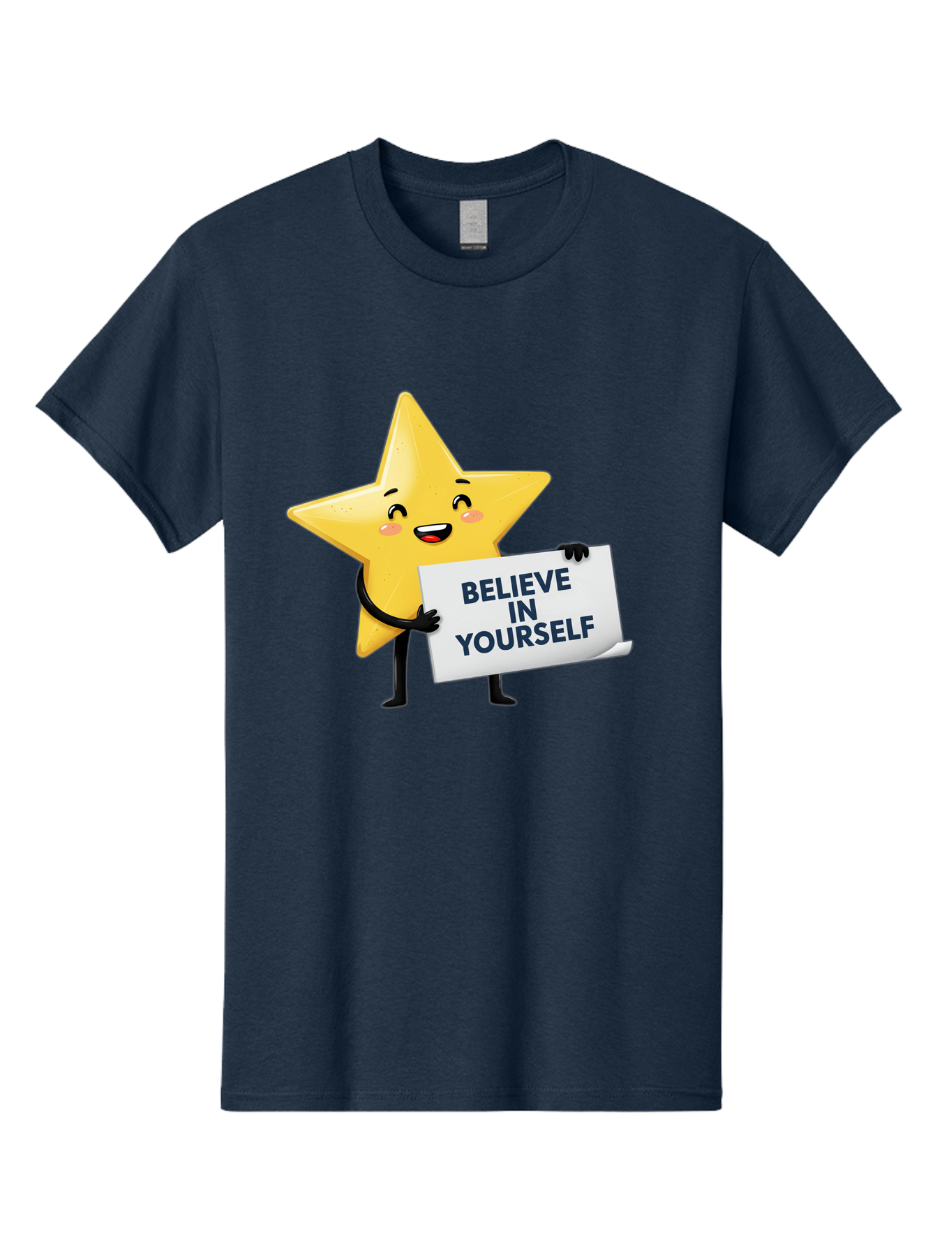 Believe-In-Yourself-9 Men'S Graphic Tee, 100% Cotton, Comfortable Casual Summer Wear, Machine Washable, Cartoon Star, Believe In Yourself, Motivational Quote, Inspirational Message, Positive Affirmation, Self-Confidence, Empowerment, Bae135