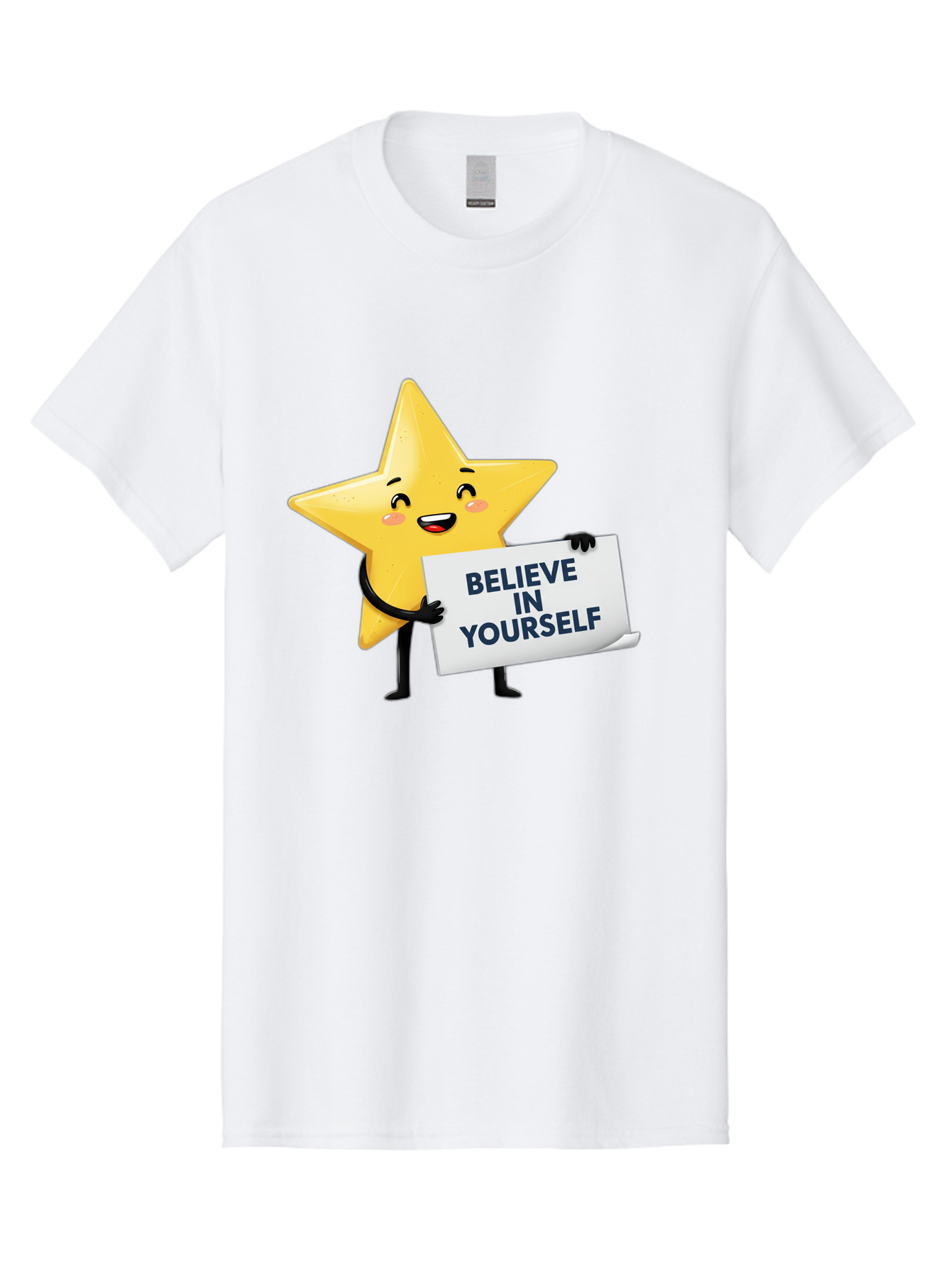 Believe-In-Yourself-9 Men'S Graphic Tee, 100% Cotton, Comfortable Casual Summer Wear, Machine Washable, Cartoon Star, Believe In Yourself, Motivational Quote, Inspirational Message, Positive Affirmation, Self-Confidence, Empowerment, Bae135