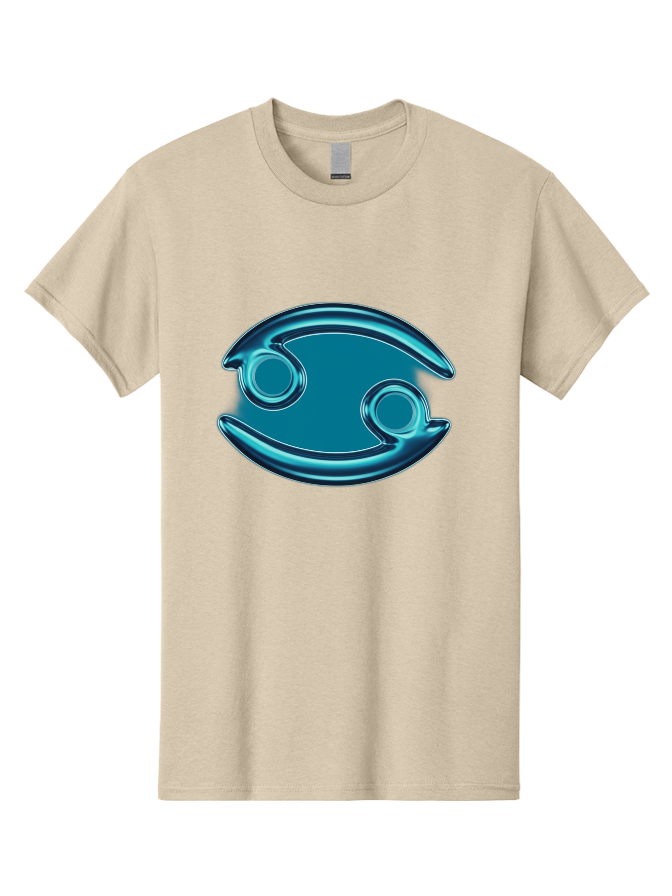 Blue-Pacman Men'S Graphic Tee, 100% Cotton, Comfortable Casual Summer Wear, Machine Washable, Blue Metallic Fish Logo, Stylized Fish Emblem, Abstract Fish Design, Chrome Effect, Modern Logo Style, Ocean Icon, Futuristic Symbol Bae138