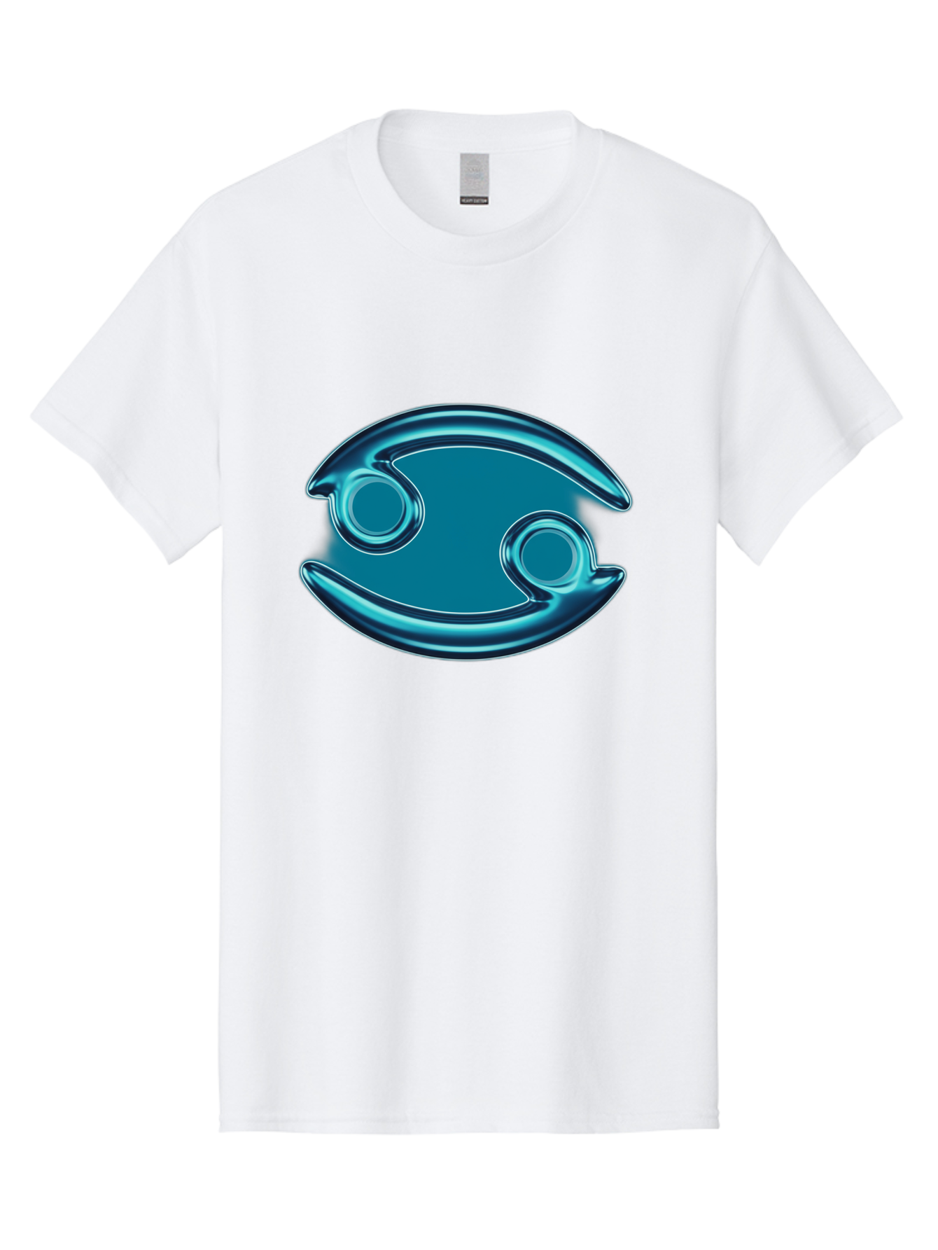 Blue-Pacman Men'S Graphic Tee, 100% Cotton, Comfortable Casual Summer Wear, Machine Washable, Blue Metallic Fish Logo, Stylized Fish Emblem, Abstract Fish Design, Chrome Effect, Modern Logo Style, Ocean Icon, Futuristic Symbol Bae138