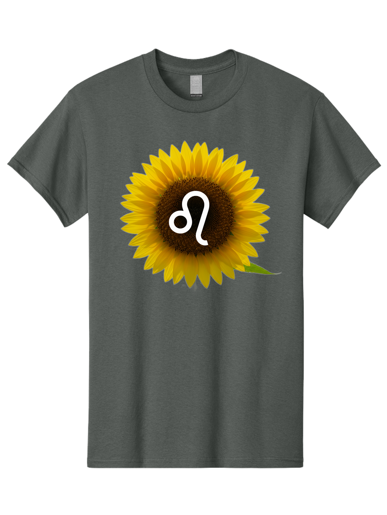 Cancer-Zodiac-Symbol-Sunflower Men'S Graphic Tee, 100% Cotton, Comfortable Casual Summer Wear, Machine Washable, Sunflower With Leo Zodiac Symbol, Astrology Sign, Horoscope, Floral Representation, Vibrant Yellow Petals, Symbolic Astrology, Bae143