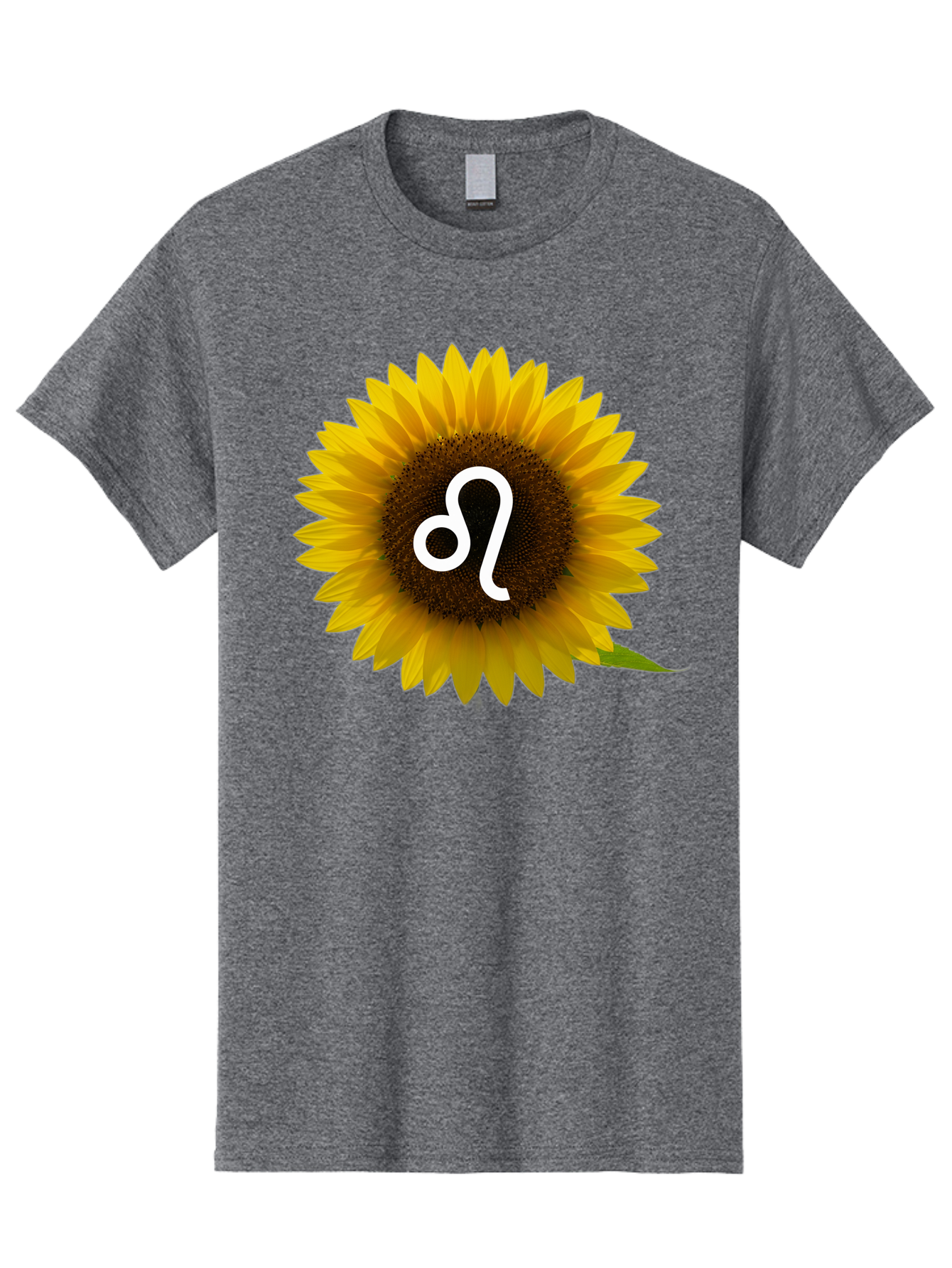 Cancer-Zodiac-Symbol-Sunflower Men'S Graphic Tee, 100% Cotton, Comfortable Casual Summer Wear, Machine Washable, Sunflower With Leo Zodiac Symbol, Astrology Sign, Horoscope, Floral Representation, Vibrant Yellow Petals, Symbolic Astrology, Bae143