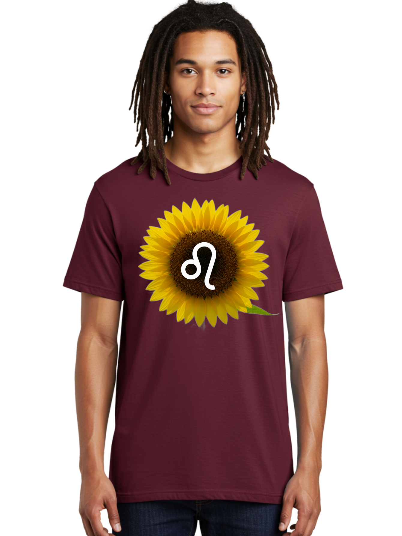 Cancer-Zodiac-Symbol-Sunflower Men'S Graphic Tee, 100% Cotton, Comfortable Casual Summer Wear, Machine Washable, Sunflower With Leo Zodiac Symbol, Astrology Sign, Horoscope, Floral Representation, Vibrant Yellow Petals, Symbolic Astrology, Bae143