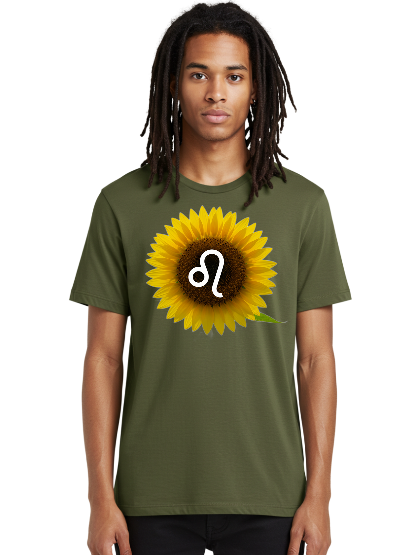 Cancer-Zodiac-Symbol-Sunflower Men'S Graphic Tee, 100% Cotton, Comfortable Casual Summer Wear, Machine Washable, Sunflower With Leo Zodiac Symbol, Astrology Sign, Horoscope, Floral Representation, Vibrant Yellow Petals, Symbolic Astrology, Bae143