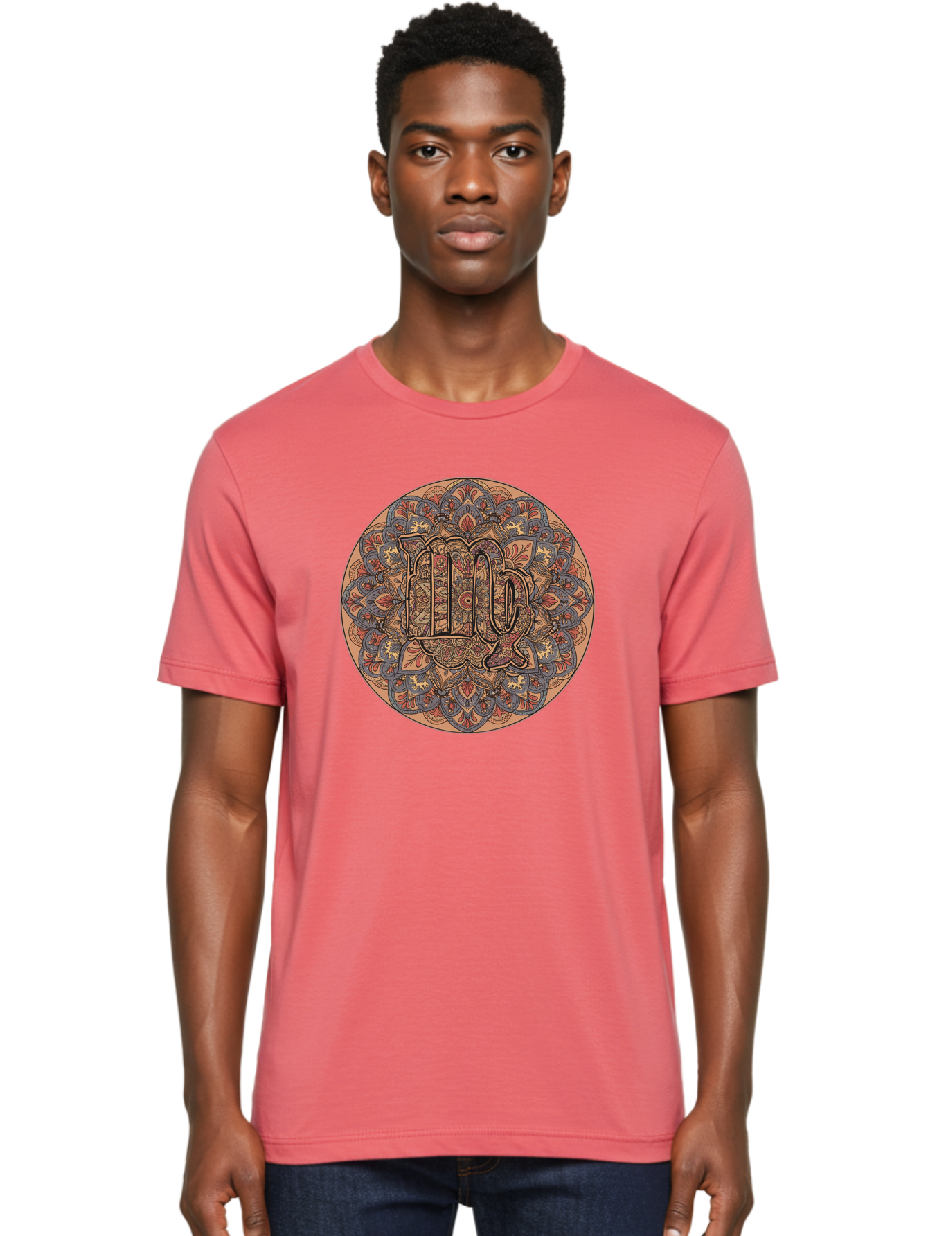 Capricorn-2 Men'S Graphic Tee, 100% Cotton, Comfortable Casual Summer Wear, Machine Washable, Capricorn Zodiac Sign, Intricate Mandala Design, Symbol Of Ambition, Earthy Tones, Mystical Patterns, Astrology Art, Spiritual Symbolism, Bae145