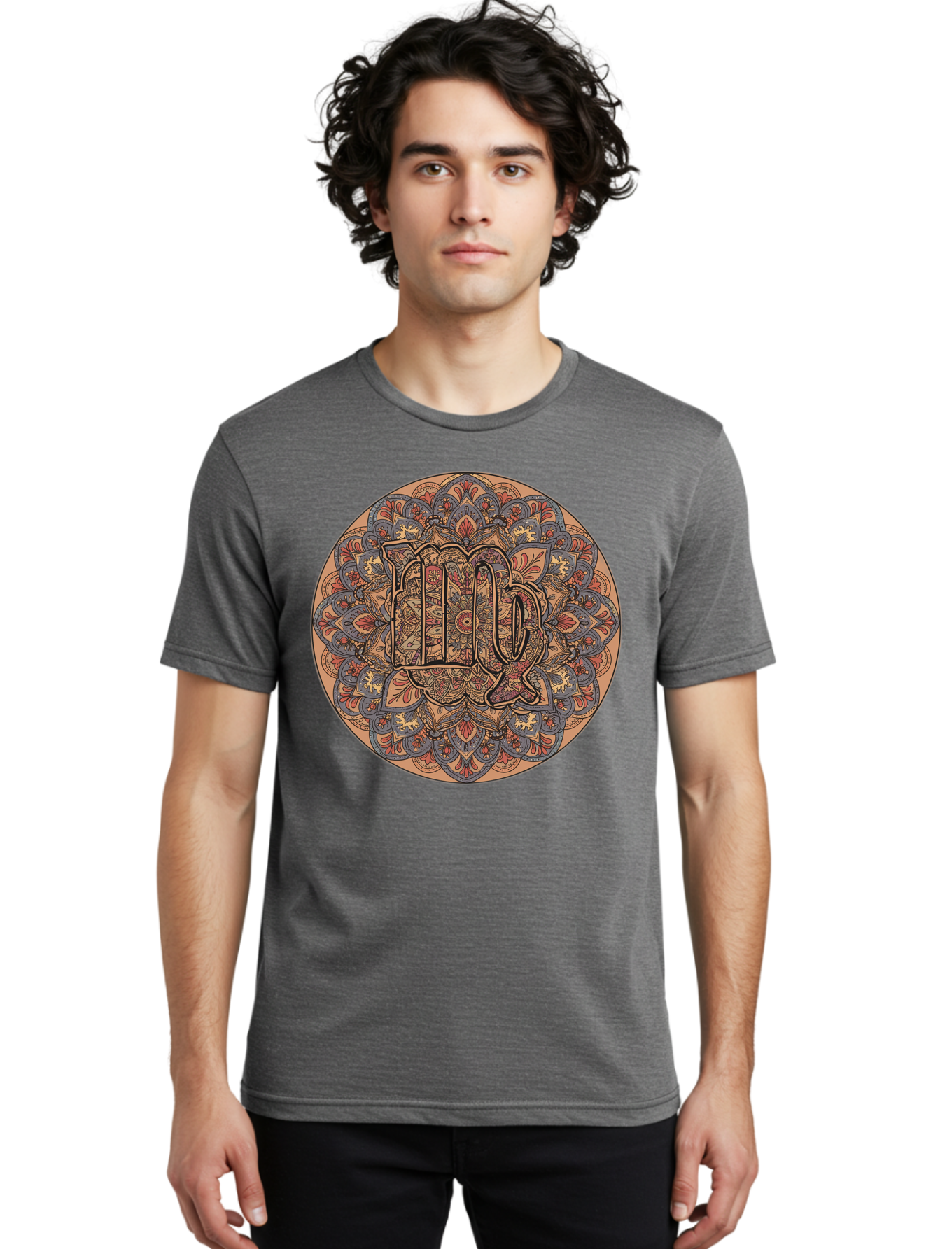 Capricorn-2 Men'S Graphic Tee, 100% Cotton, Comfortable Casual Summer Wear, Machine Washable, Capricorn Zodiac Sign, Intricate Mandala Design, Symbol Of Ambition, Earthy Tones, Mystical Patterns, Astrology Art, Spiritual Symbolism, Bae145