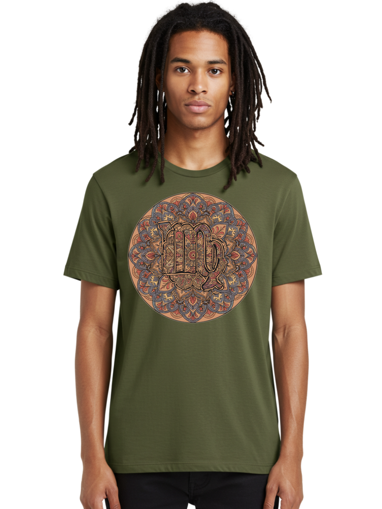 Capricorn-2 Men'S Graphic Tee, 100% Cotton, Comfortable Casual Summer Wear, Machine Washable, Capricorn Zodiac Sign, Intricate Mandala Design, Symbol Of Ambition, Earthy Tones, Mystical Patterns, Astrology Art, Spiritual Symbolism, Bae145