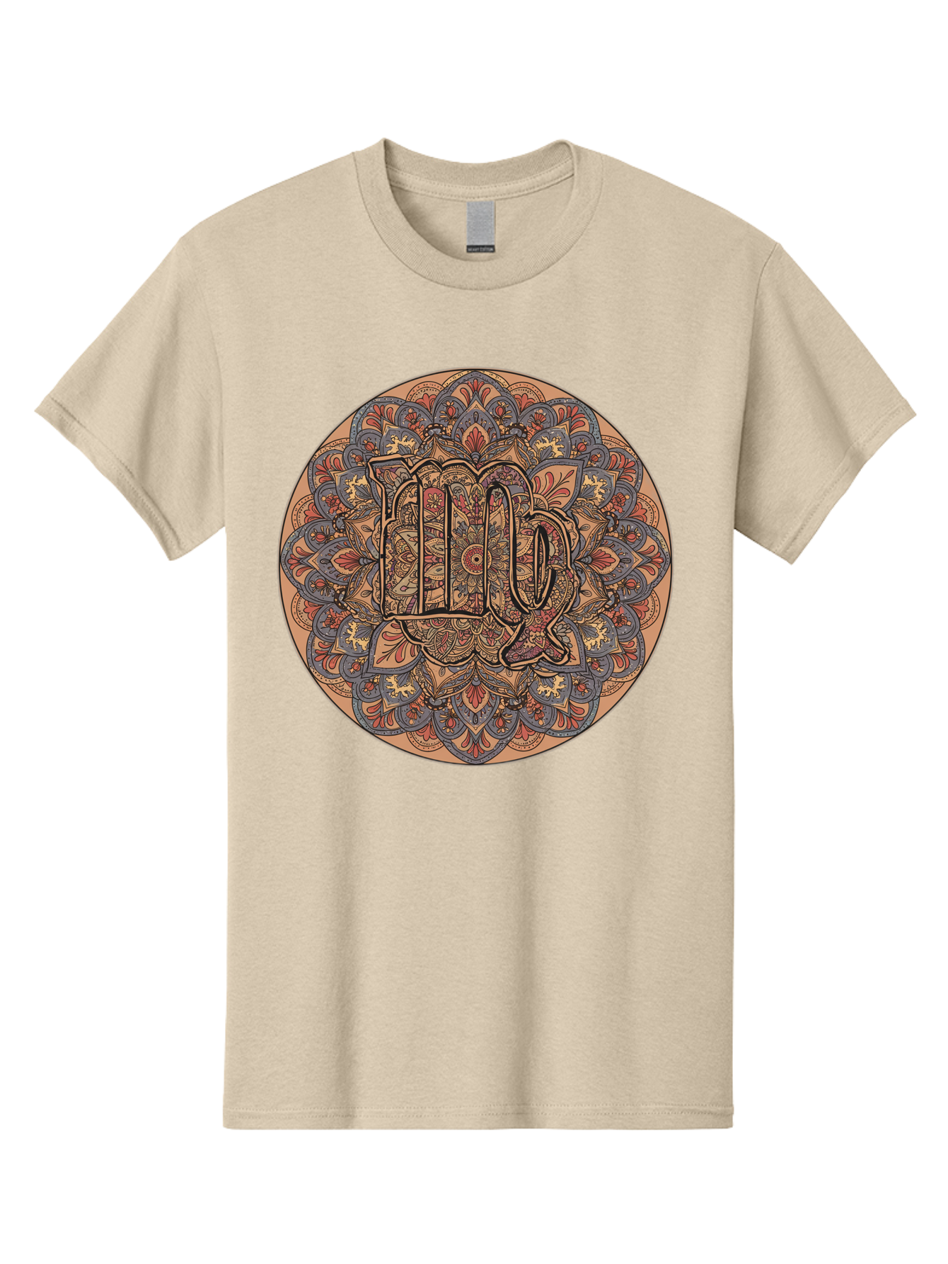 Capricorn-2 Men'S Graphic Tee, 100% Cotton, Comfortable Casual Summer Wear, Machine Washable, Capricorn Zodiac Sign, Intricate Mandala Design, Symbol Of Ambition, Earthy Tones, Mystical Patterns, Astrology Art, Spiritual Symbolism, Bae145