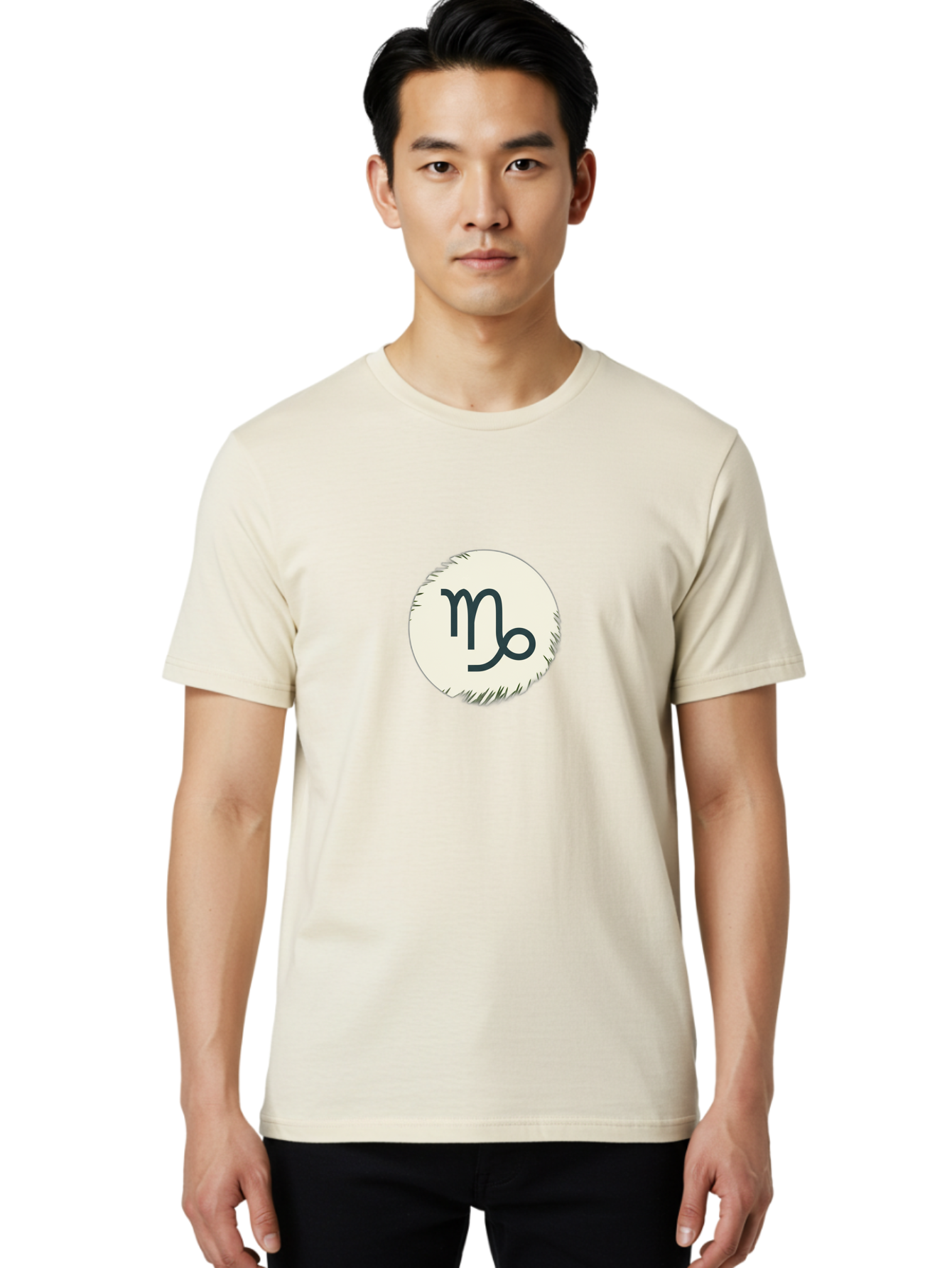 Capricorn-Symbol Men'S Graphic Tee, 100% Cotton, Comfortable Casual Summer Wear, Machine Washable, Capricorn Symbol, Zodiac Sign, Astrology, Star Sign, Horoscope, Mystical Symbols, Esoteric Art, Zodiac Wheel, Mystical Themes Bae147