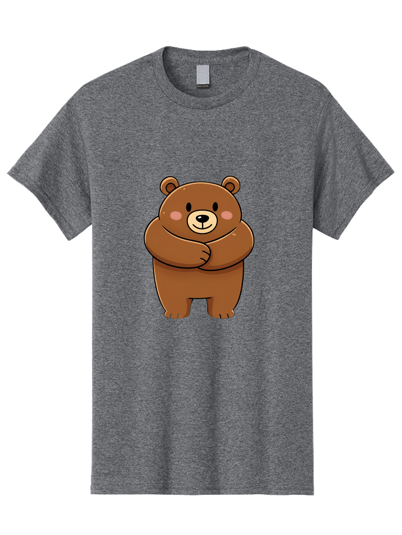 Cartoon-Bear Men'S Graphic Tee, 100% Cotton, Comfortable Casual Summer Wear, Machine Washable, Kawaii Bear, Cartoon Bear, Adorable Bear, Brown Bear, Cute Animal, Funny Character, Playful Bear, Charming Creature, Cuddly Bear, Sweet Bear Bae149