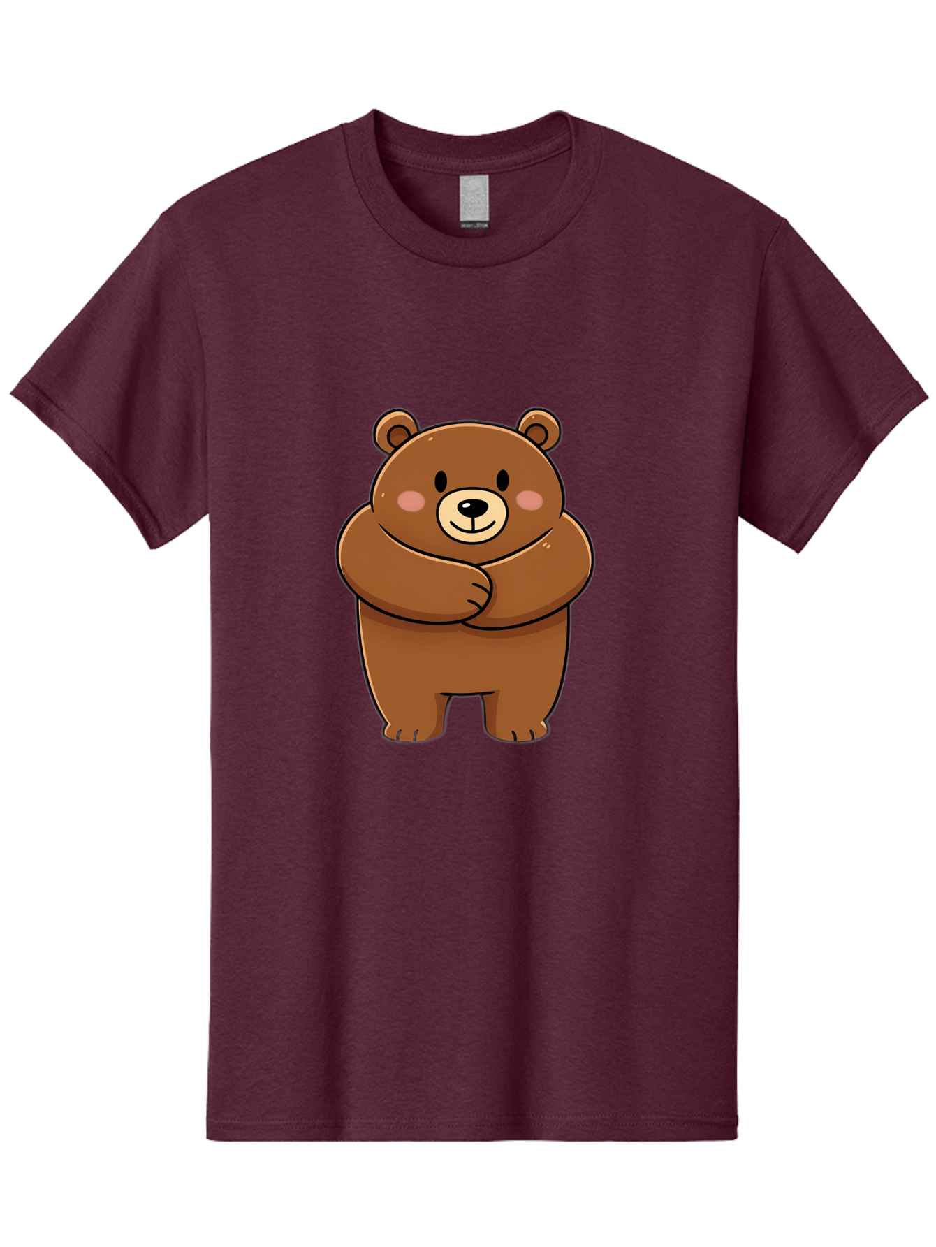 Cartoon-Bear Men'S Graphic Tee, 100% Cotton, Comfortable Casual Summer Wear, Machine Washable, Kawaii Bear, Cartoon Bear, Adorable Bear, Brown Bear, Cute Animal, Funny Character, Playful Bear, Charming Creature, Cuddly Bear, Sweet Bear Bae149