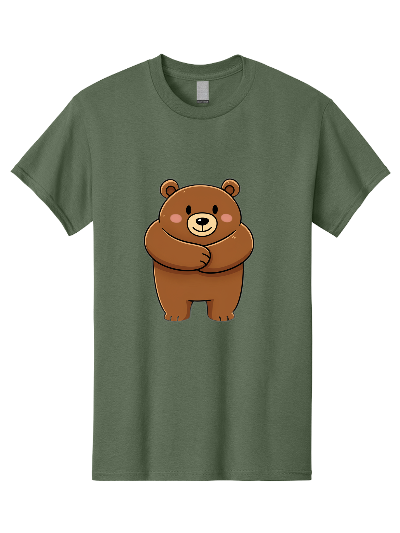 Cartoon-Bear Men'S Graphic Tee, 100% Cotton, Comfortable Casual Summer Wear, Machine Washable, Kawaii Bear, Cartoon Bear, Adorable Bear, Brown Bear, Cute Animal, Funny Character, Playful Bear, Charming Creature, Cuddly Bear, Sweet Bear Bae149