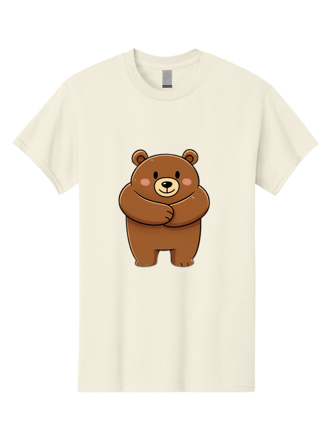 Cartoon-Bear Men'S Graphic Tee, 100% Cotton, Comfortable Casual Summer Wear, Machine Washable, Kawaii Bear, Cartoon Bear, Adorable Bear, Brown Bear, Cute Animal, Funny Character, Playful Bear, Charming Creature, Cuddly Bear, Sweet Bear Bae149