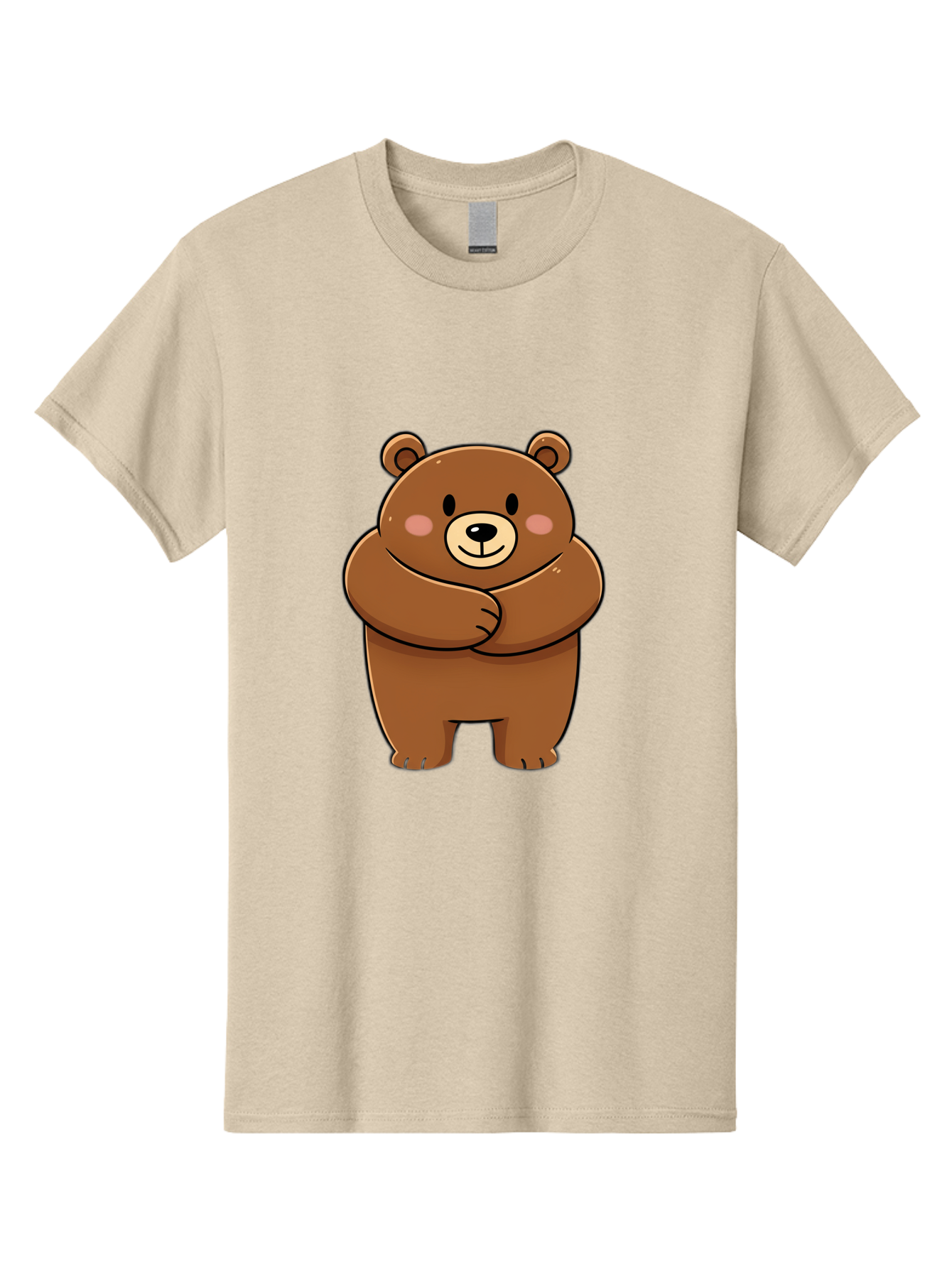 Cartoon-Bear Men'S Graphic Tee, 100% Cotton, Comfortable Casual Summer Wear, Machine Washable, Kawaii Bear, Cartoon Bear, Adorable Bear, Brown Bear, Cute Animal, Funny Character, Playful Bear, Charming Creature, Cuddly Bear, Sweet Bear Bae149