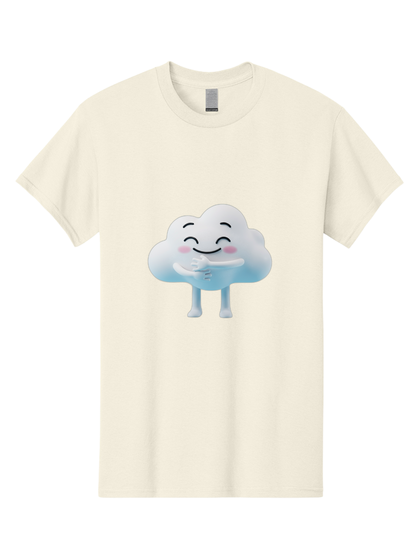 Cloud-Character-1 Men'S Graphic Tee, 100% Cotton, Comfortable Casual Summer Wear, Machine Washable, Happy Cloud, Smiling Face, Thumbs Up, Cute Character, Cartoon Style, Friendly Atmosphere, Positive Vibe, Cloud With Legs, Rosy Cheeks Bae151