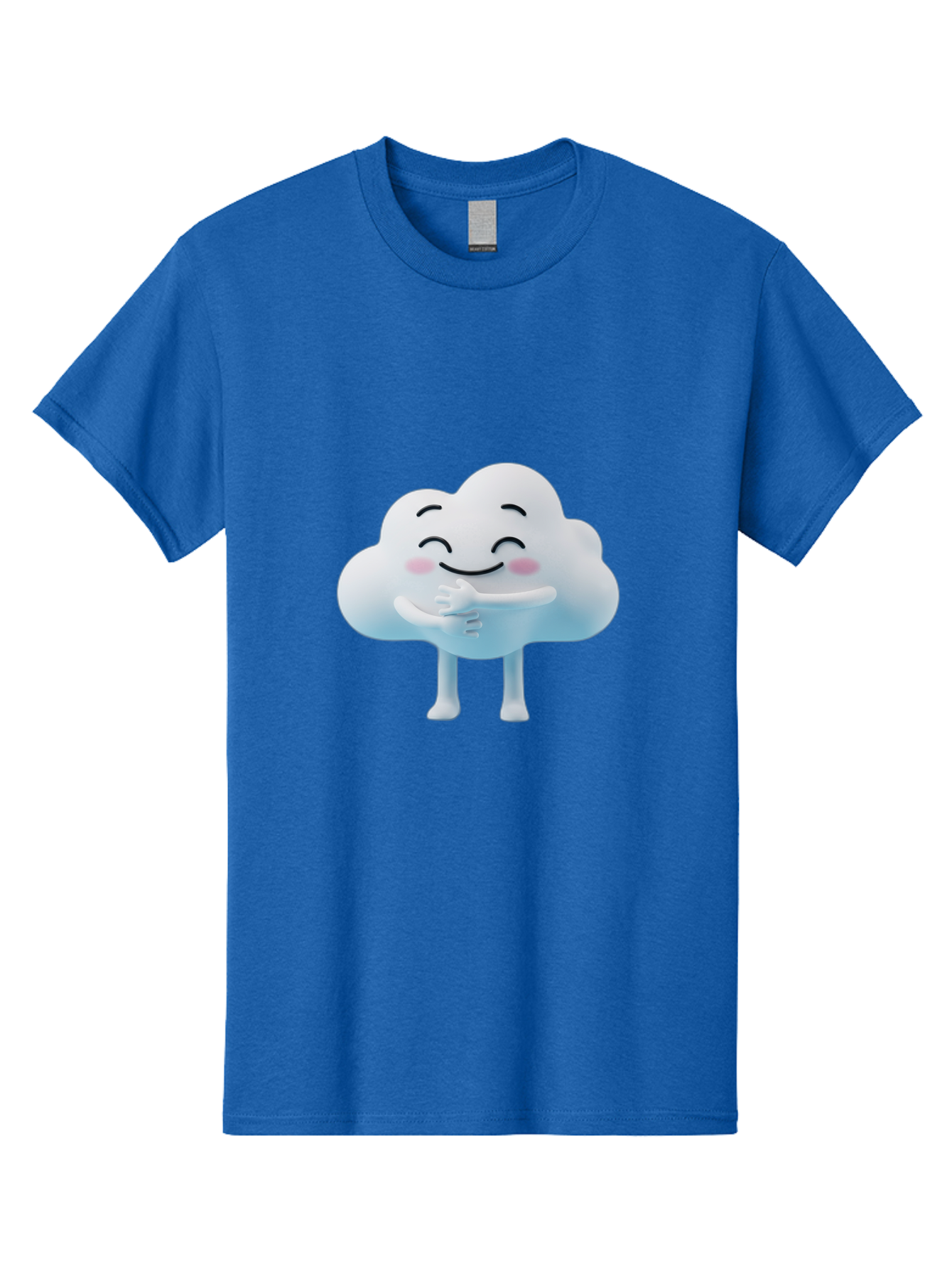 Cloud-Character-1 Men'S Graphic Tee, 100% Cotton, Comfortable Casual Summer Wear, Machine Washable, Happy Cloud, Smiling Face, Thumbs Up, Cute Character, Cartoon Style, Friendly Atmosphere, Positive Vibe, Cloud With Legs, Rosy Cheeks Bae151