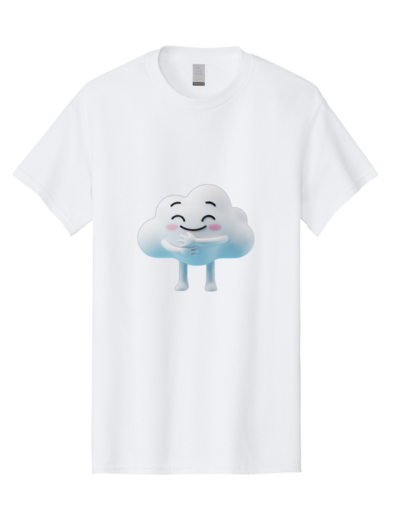 Cloud-Character-1 Men'S Graphic Tee, 100% Cotton, Comfortable Casual Summer Wear, Machine Washable, Happy Cloud, Smiling Face, Thumbs Up, Cute Character, Cartoon Style, Friendly Atmosphere, Positive Vibe, Cloud With Legs, Rosy Cheeks Bae151