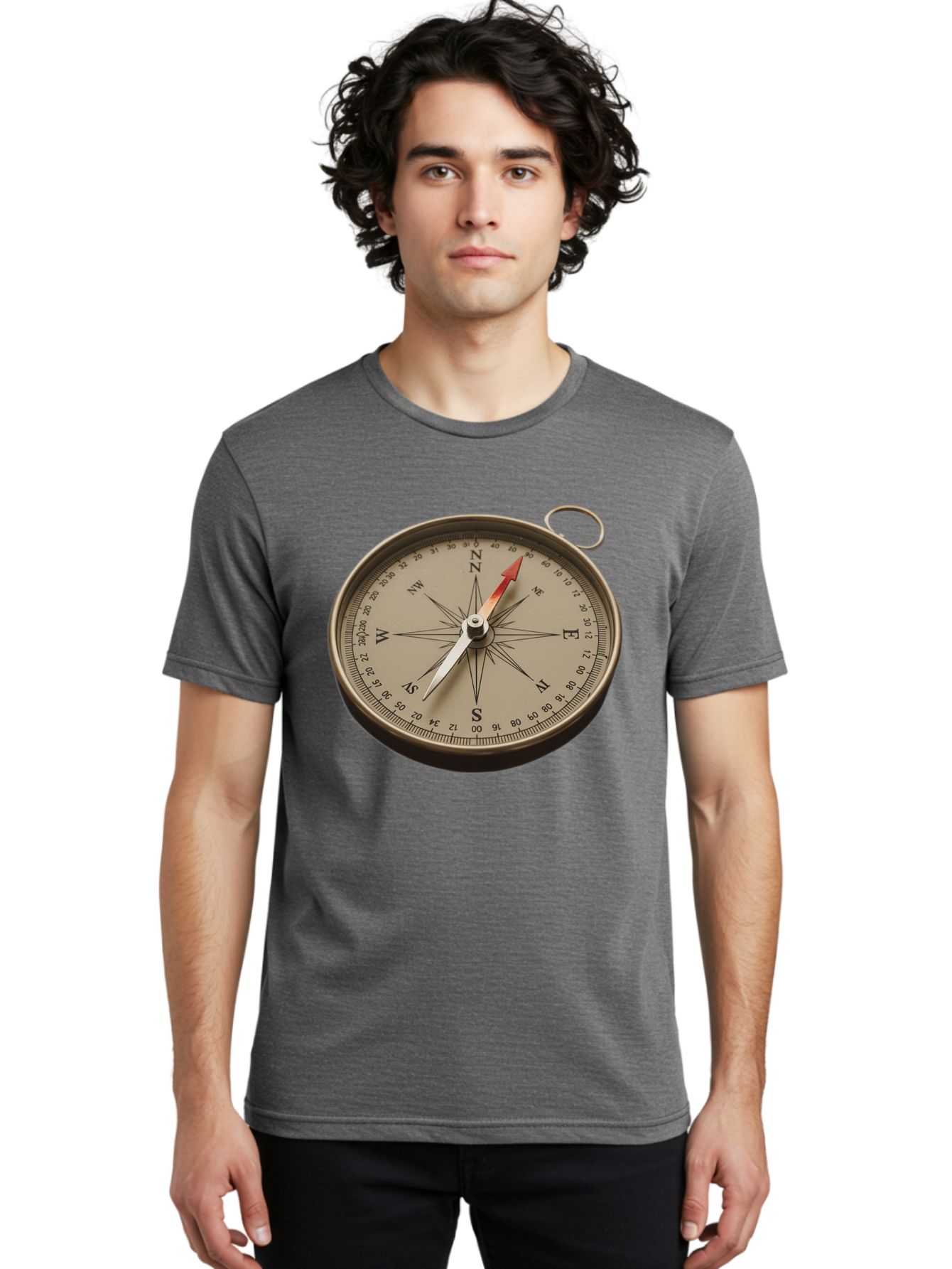 Compass Men'S Graphic Tee, 100% Cotton, Comfortable Casual Summer Wear, Machine Washable, Vintage Compass, Navigation Tool, Direction Finder, Cartography, Exploration, Travel, Orienteering, Compass Rose, Navigation Aid Bae155
