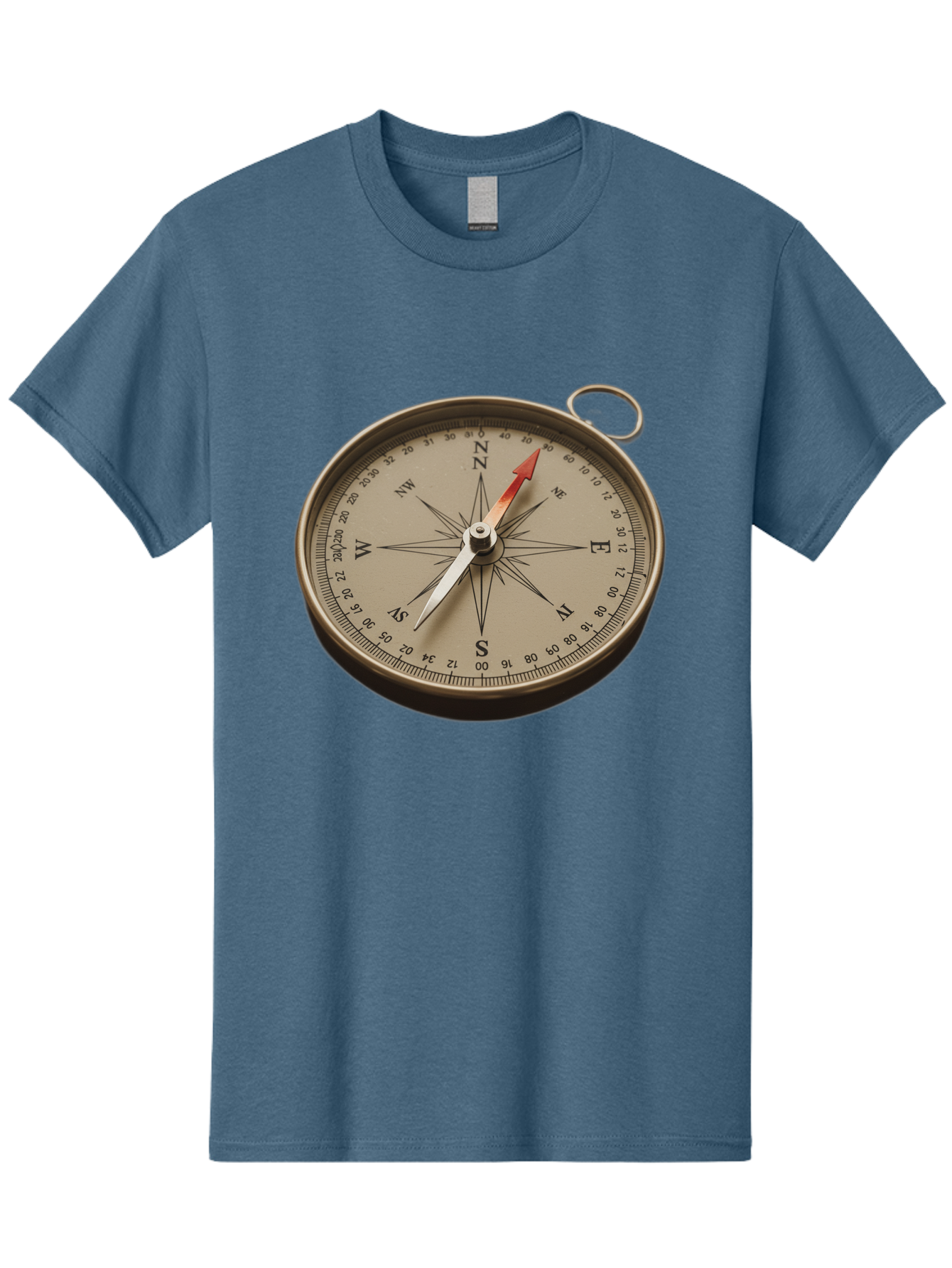 Compass Men'S Graphic Tee, 100% Cotton, Comfortable Casual Summer Wear, Machine Washable, Vintage Compass, Navigation Tool, Direction Finder, Cartography, Exploration, Travel, Orienteering, Compass Rose, Navigation Aid Bae155