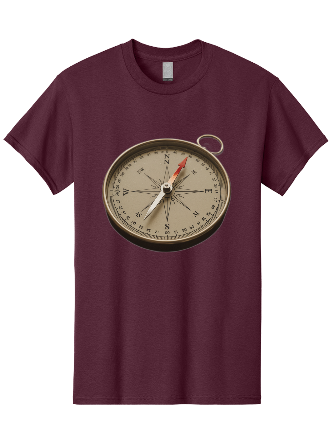 Compass Men'S Graphic Tee, 100% Cotton, Comfortable Casual Summer Wear, Machine Washable, Vintage Compass, Navigation Tool, Direction Finder, Cartography, Exploration, Travel, Orienteering, Compass Rose, Navigation Aid Bae155