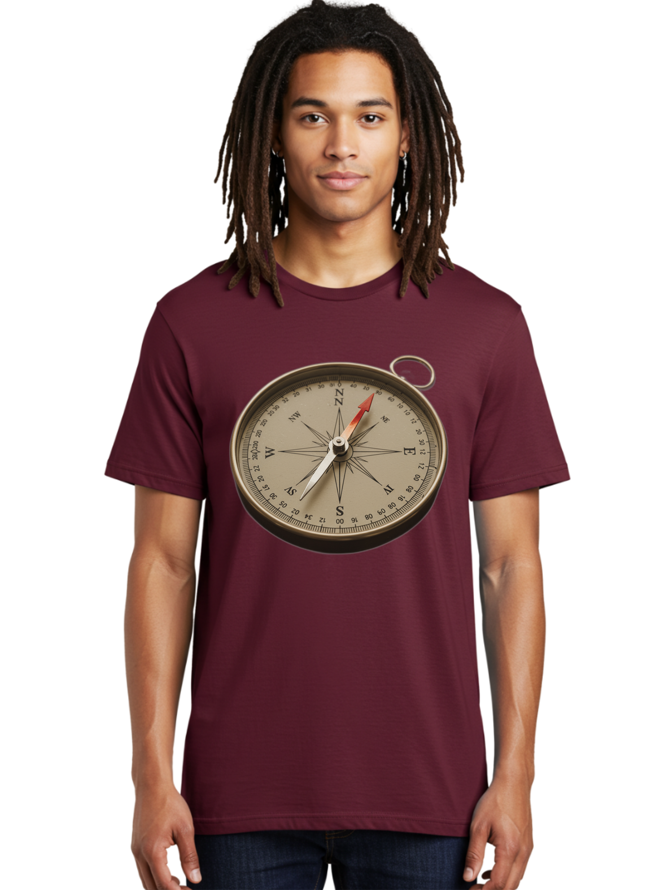 Compass Men'S Graphic Tee, 100% Cotton, Comfortable Casual Summer Wear, Machine Washable, Vintage Compass, Navigation Tool, Direction Finder, Cartography, Exploration, Travel, Orienteering, Compass Rose, Navigation Aid Bae155
