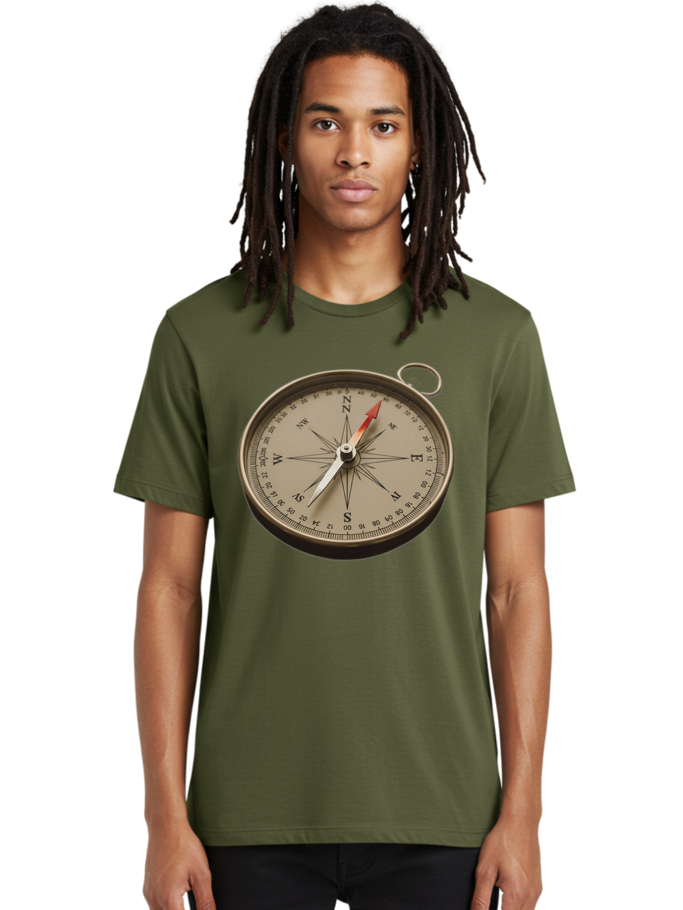 Compass Men'S Graphic Tee, 100% Cotton, Comfortable Casual Summer Wear, Machine Washable, Vintage Compass, Navigation Tool, Direction Finder, Cartography, Exploration, Travel, Orienteering, Compass Rose, Navigation Aid Bae155