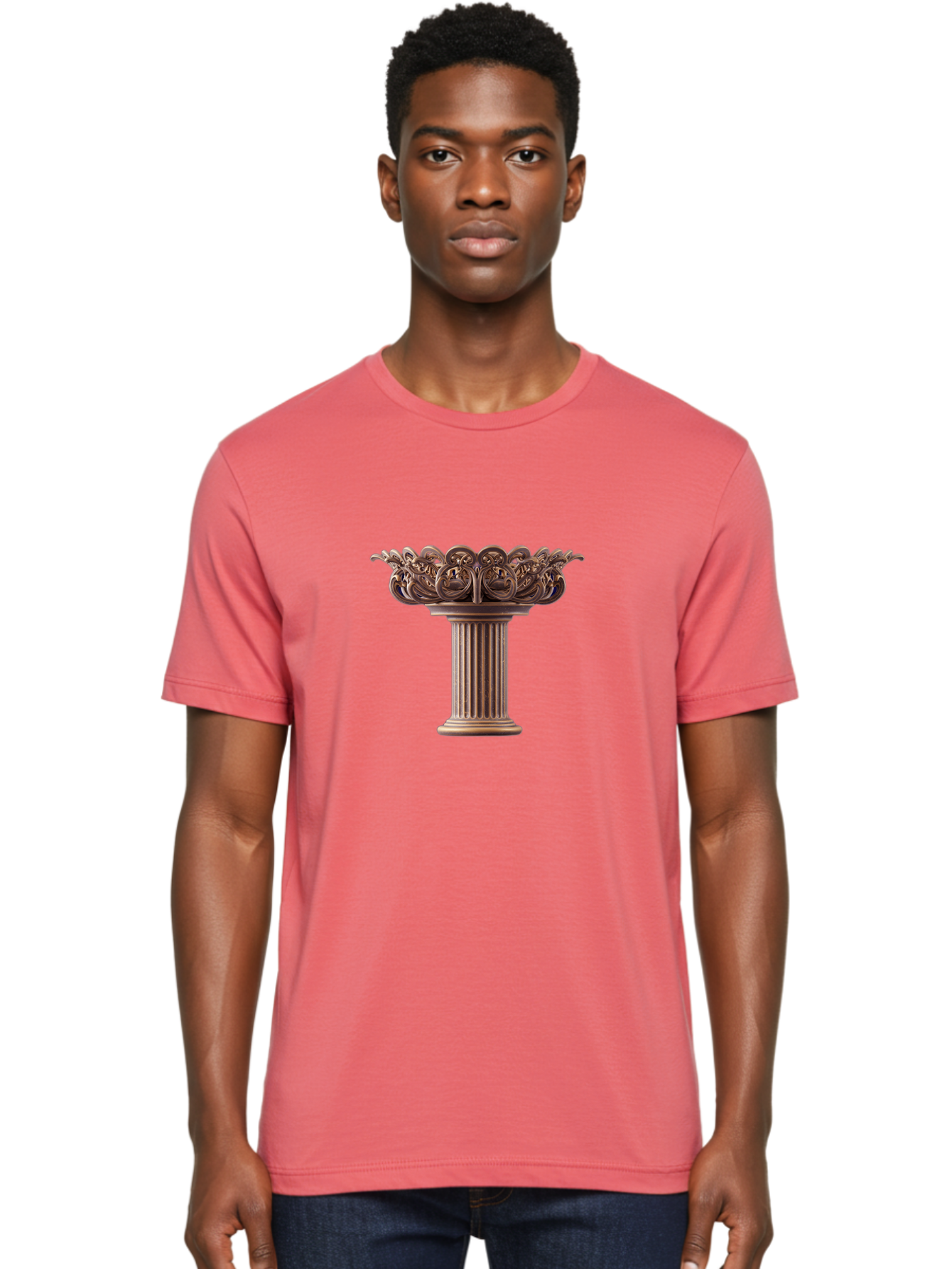 Corinthian-Column-Capital Men'S Graphic Tee, 100% Cotton, Comfortable Casual Summer Wear, Machine Washable, Corinthian Column, Ornate Capital, Classical Architecture, Luxurious Decor, Vintage Design, Antique Finish, Architectural Detail Bae157