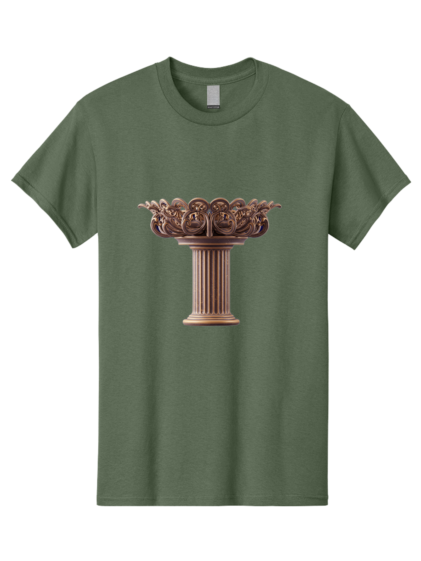 Corinthian-Column-Capital Men'S Graphic Tee, 100% Cotton, Comfortable Casual Summer Wear, Machine Washable, Corinthian Column, Ornate Capital, Classical Architecture, Luxurious Decor, Vintage Design, Antique Finish, Architectural Detail Bae157