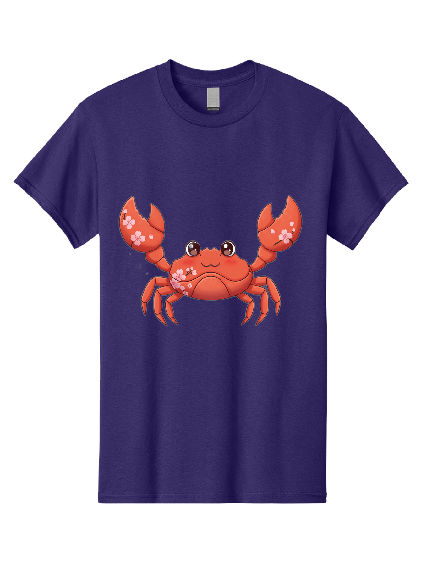 Crab-With-Cherry-Blossoms Men'S Graphic Tee, 100% Cotton, Comfortable Casual Summer Wear, Machine Washable, Cartoon Crab, Cherry Blossoms, Pink Flowers, Cute Crustacean, Anime Style, Kawaii Art, Red Crab, Floral Decorations, Ocean Creature Bae163
