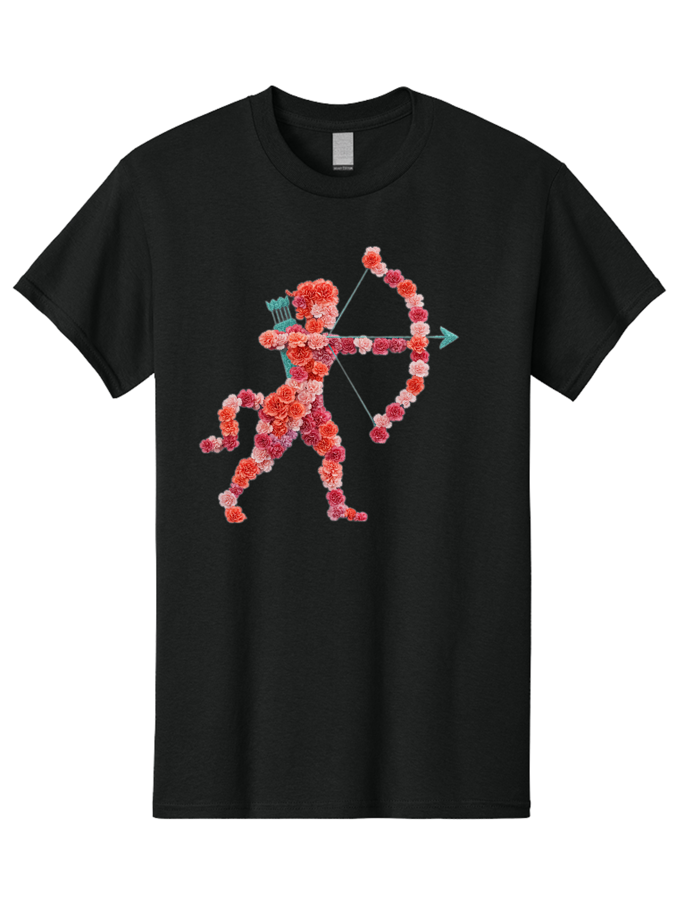 Cupid Men'S Graphic Tee, 100% Cotton, Comfortable Casual Summer Wear, Machine Washable, Cupid Made Of Flowers, Floral Art, Cute Cupid, Flower Power, Love Symbol, Valentine'S Day, Romance, Bow And Arrow, Pink Roses Bae168