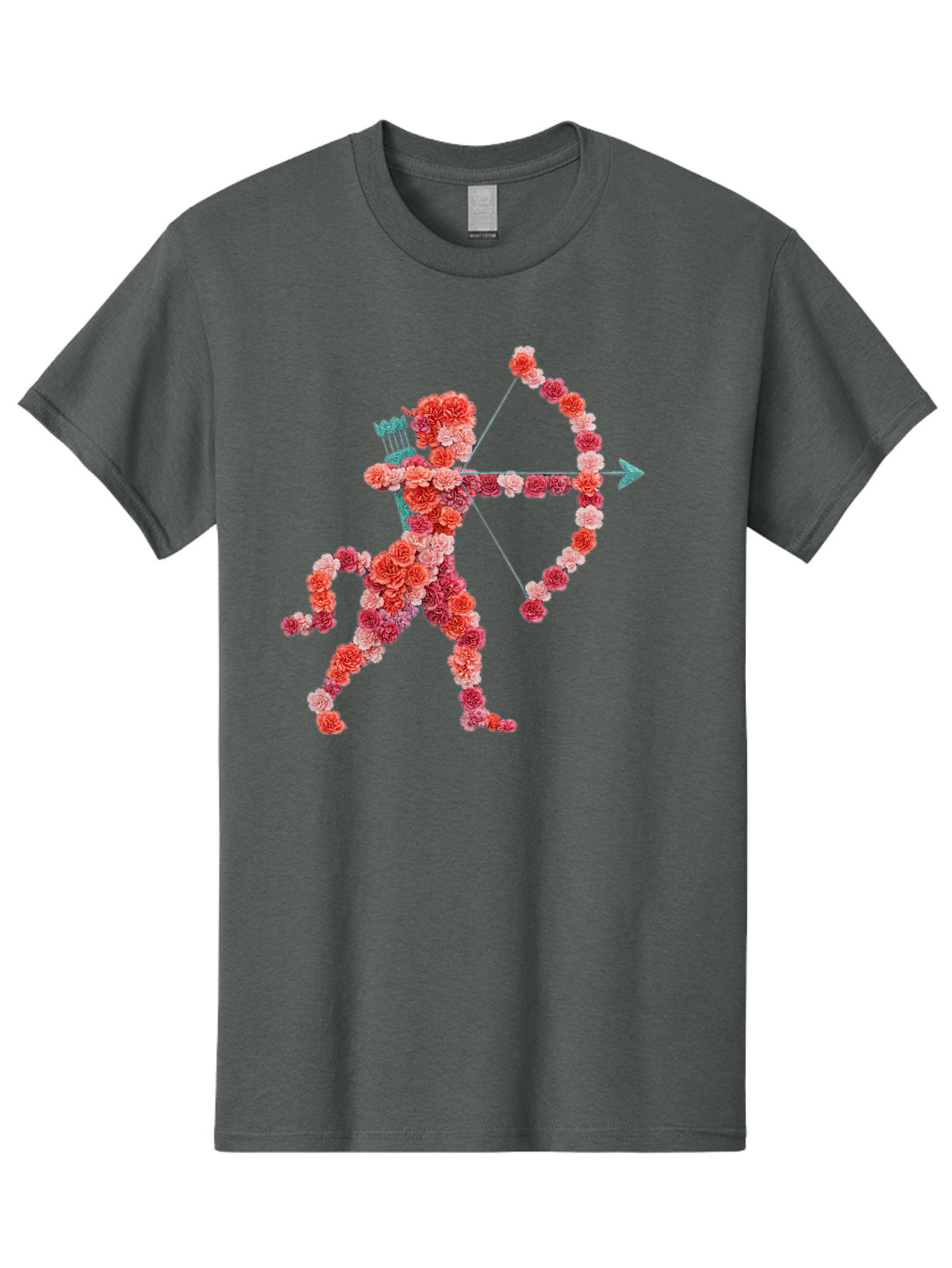 Cupid Men'S Graphic Tee, 100% Cotton, Comfortable Casual Summer Wear, Machine Washable, Cupid Made Of Flowers, Floral Art, Cute Cupid, Flower Power, Love Symbol, Valentine'S Day, Romance, Bow And Arrow, Pink Roses Bae168