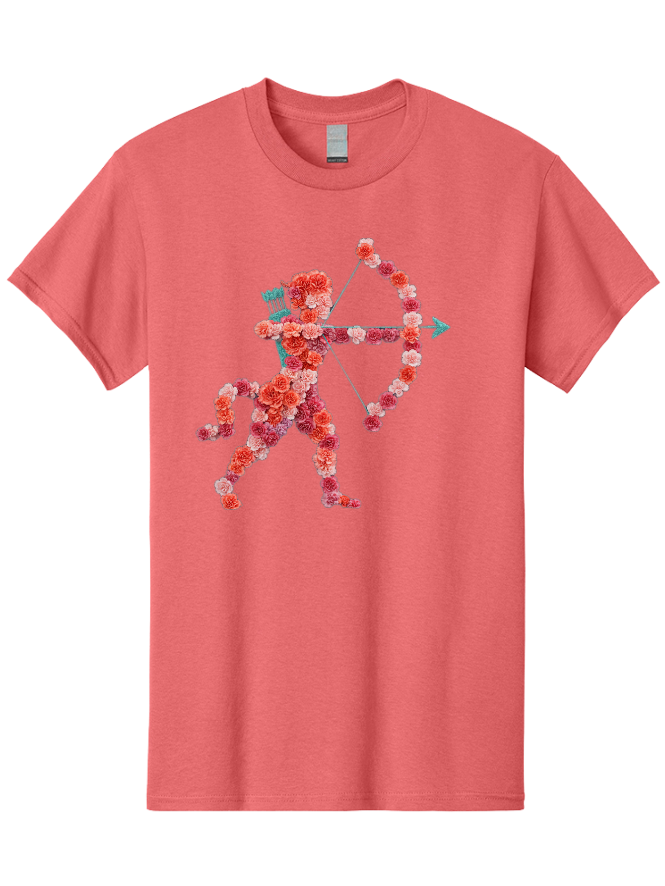Cupid Men'S Graphic Tee, 100% Cotton, Comfortable Casual Summer Wear, Machine Washable, Cupid Made Of Flowers, Floral Art, Cute Cupid, Flower Power, Love Symbol, Valentine'S Day, Romance, Bow And Arrow, Pink Roses Bae168