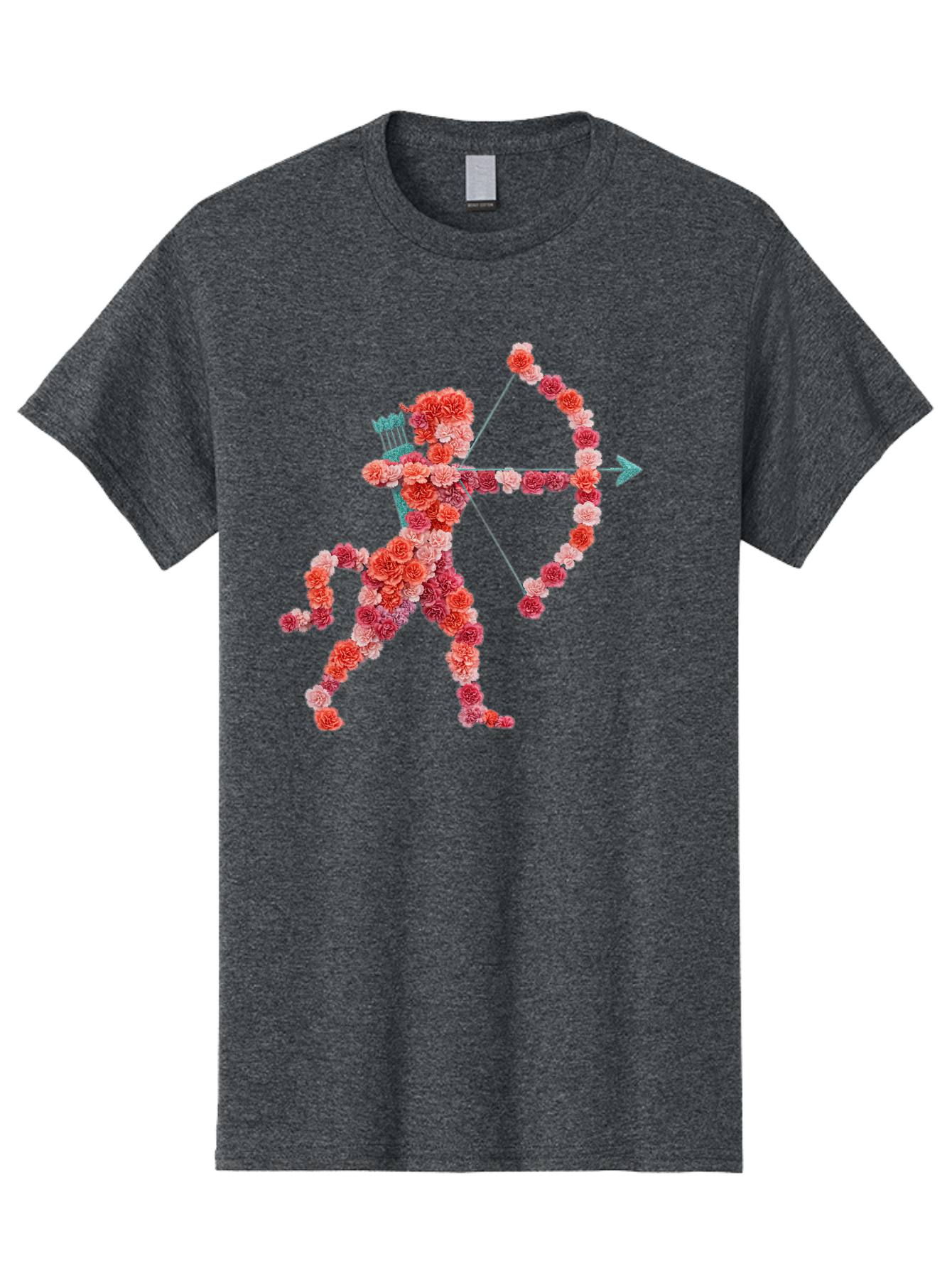 Cupid Men'S Graphic Tee, 100% Cotton, Comfortable Casual Summer Wear, Machine Washable, Cupid Made Of Flowers, Floral Art, Cute Cupid, Flower Power, Love Symbol, Valentine'S Day, Romance, Bow And Arrow, Pink Roses Bae168