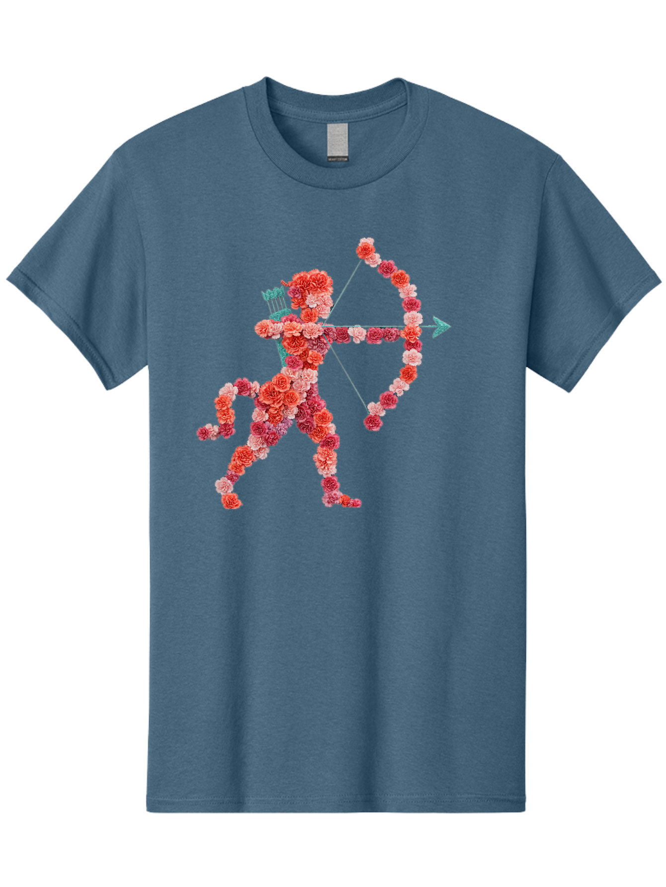 Cupid Men'S Graphic Tee, 100% Cotton, Comfortable Casual Summer Wear, Machine Washable, Cupid Made Of Flowers, Floral Art, Cute Cupid, Flower Power, Love Symbol, Valentine'S Day, Romance, Bow And Arrow, Pink Roses Bae168