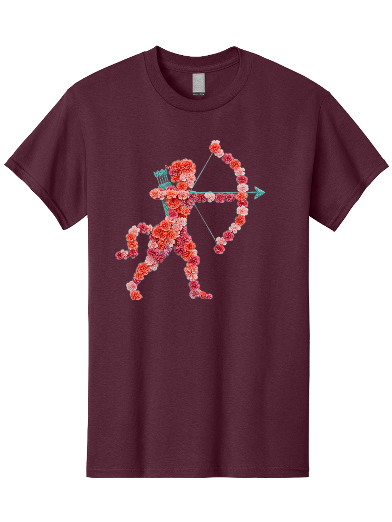 Cupid Men'S Graphic Tee, 100% Cotton, Comfortable Casual Summer Wear, Machine Washable, Cupid Made Of Flowers, Floral Art, Cute Cupid, Flower Power, Love Symbol, Valentine'S Day, Romance, Bow And Arrow, Pink Roses Bae168