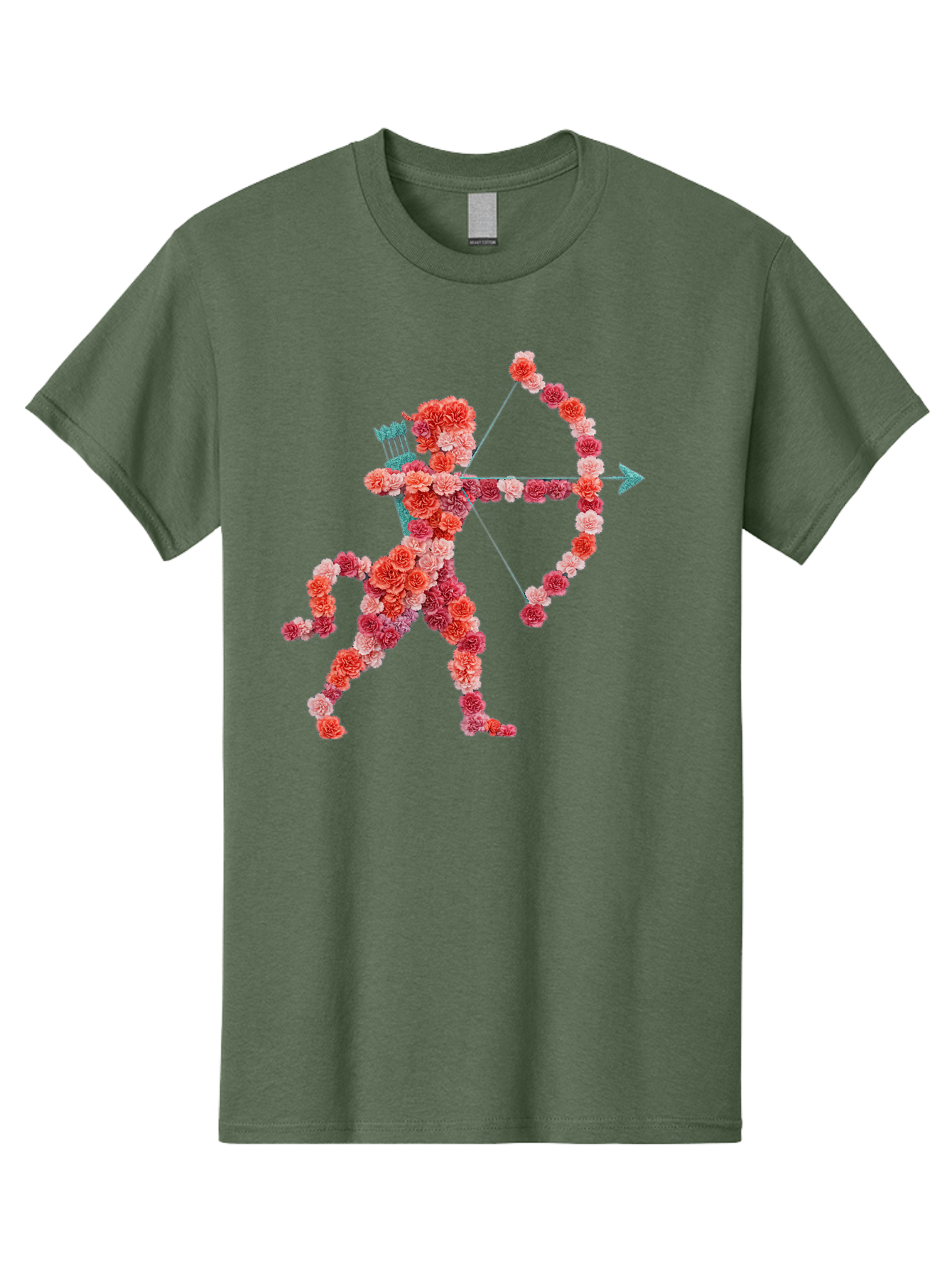 Cupid Men'S Graphic Tee, 100% Cotton, Comfortable Casual Summer Wear, Machine Washable, Cupid Made Of Flowers, Floral Art, Cute Cupid, Flower Power, Love Symbol, Valentine'S Day, Romance, Bow And Arrow, Pink Roses Bae168