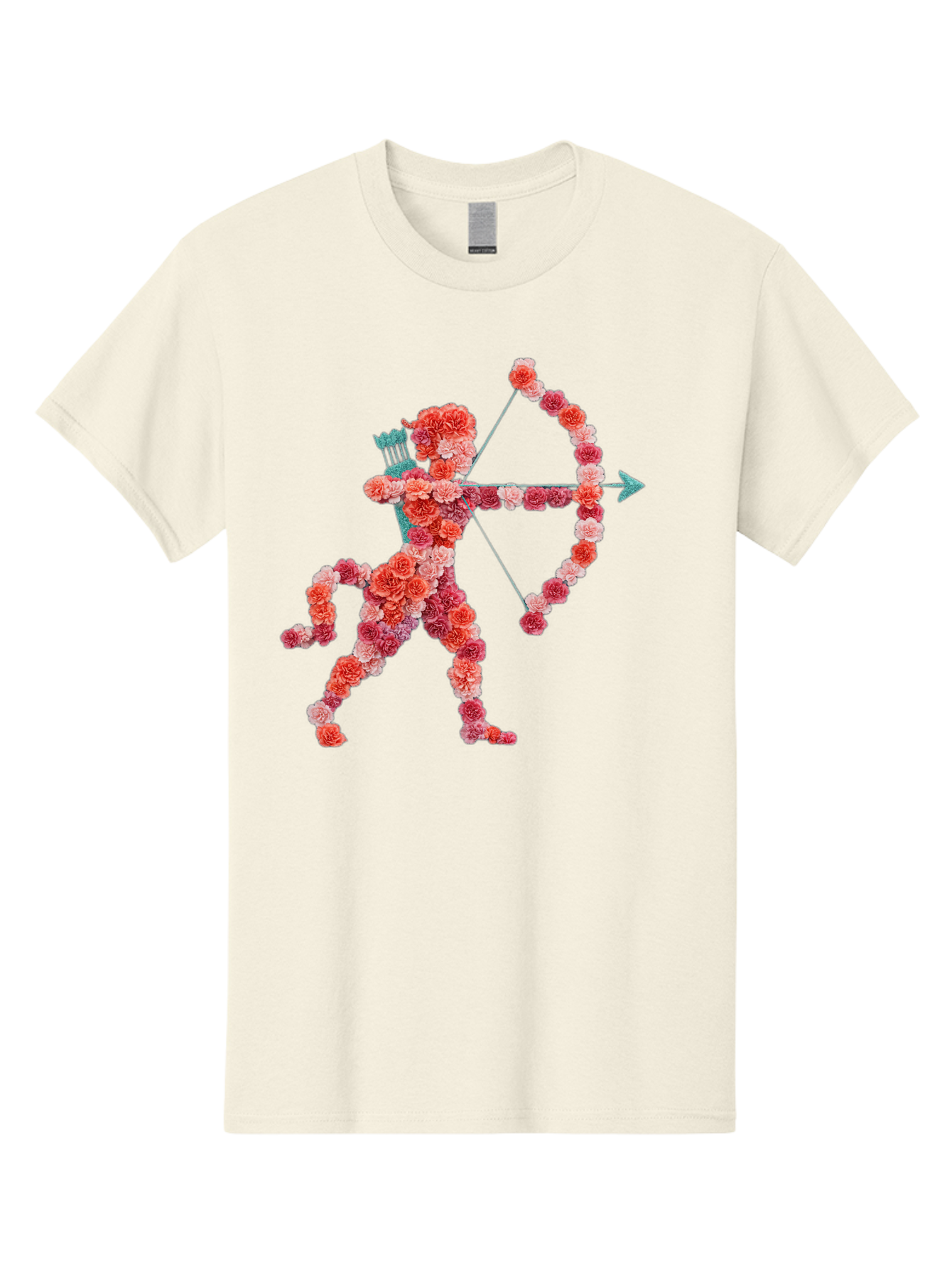 Cupid Men'S Graphic Tee, 100% Cotton, Comfortable Casual Summer Wear, Machine Washable, Cupid Made Of Flowers, Floral Art, Cute Cupid, Flower Power, Love Symbol, Valentine'S Day, Romance, Bow And Arrow, Pink Roses Bae168