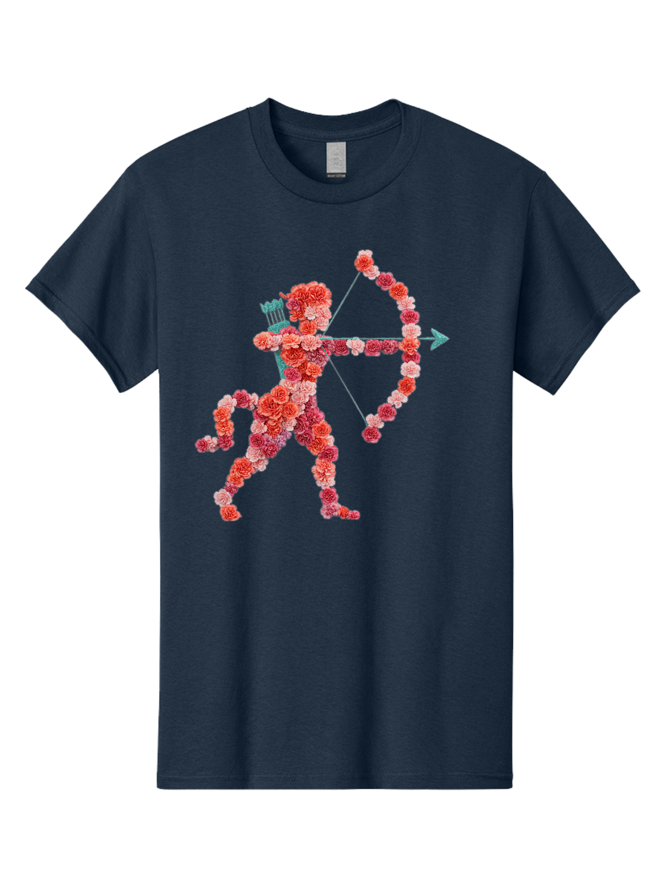 Cupid Men'S Graphic Tee, 100% Cotton, Comfortable Casual Summer Wear, Machine Washable, Cupid Made Of Flowers, Floral Art, Cute Cupid, Flower Power, Love Symbol, Valentine'S Day, Romance, Bow And Arrow, Pink Roses Bae168